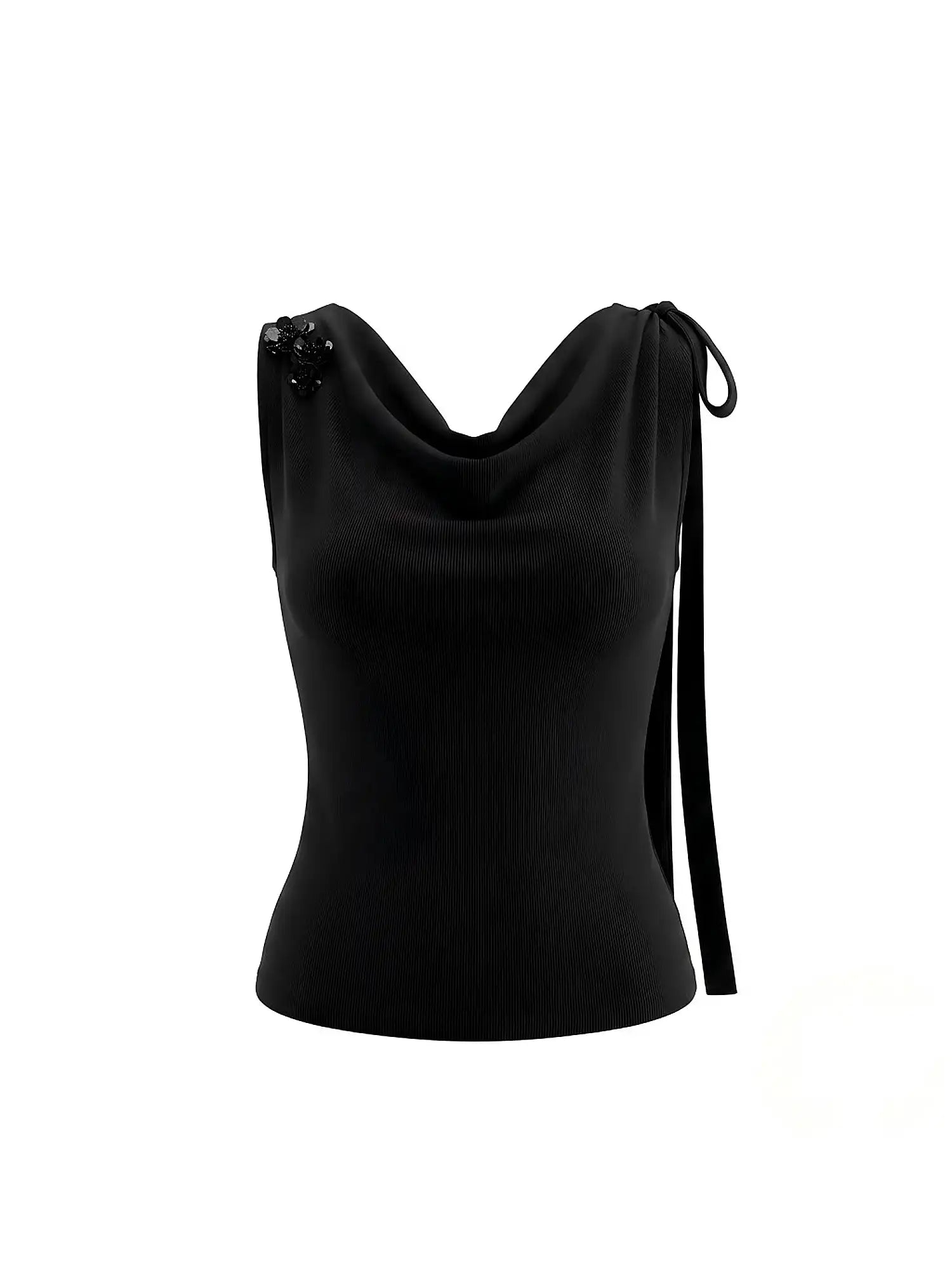 Muse Naps Wool Blend Ribbon Tie Cowl Neck Top | Canton Collective
