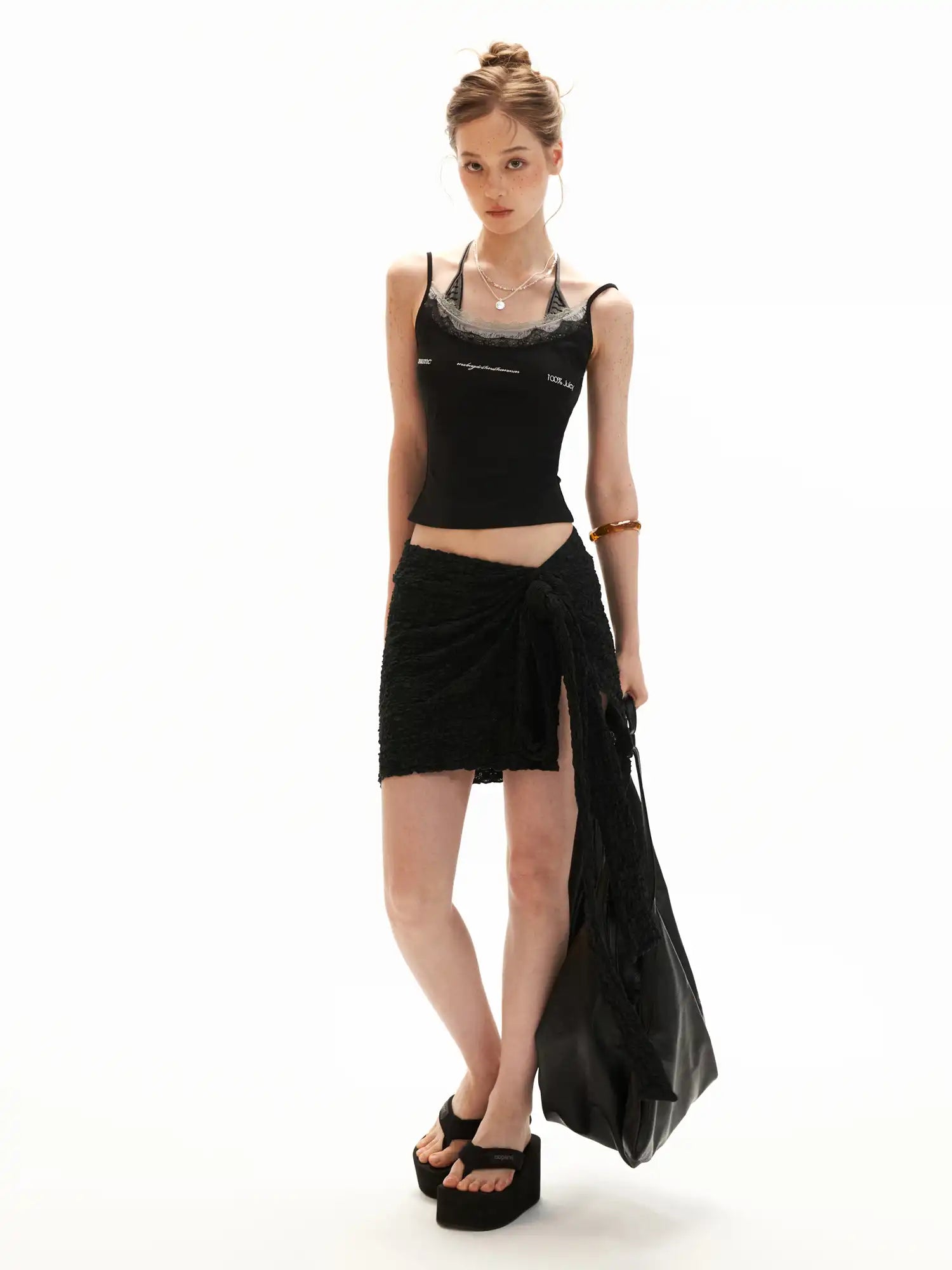 MAMC Wrap-Tie Crochet Sarong Skirt with Asymmetric Hemline | Canton Collective