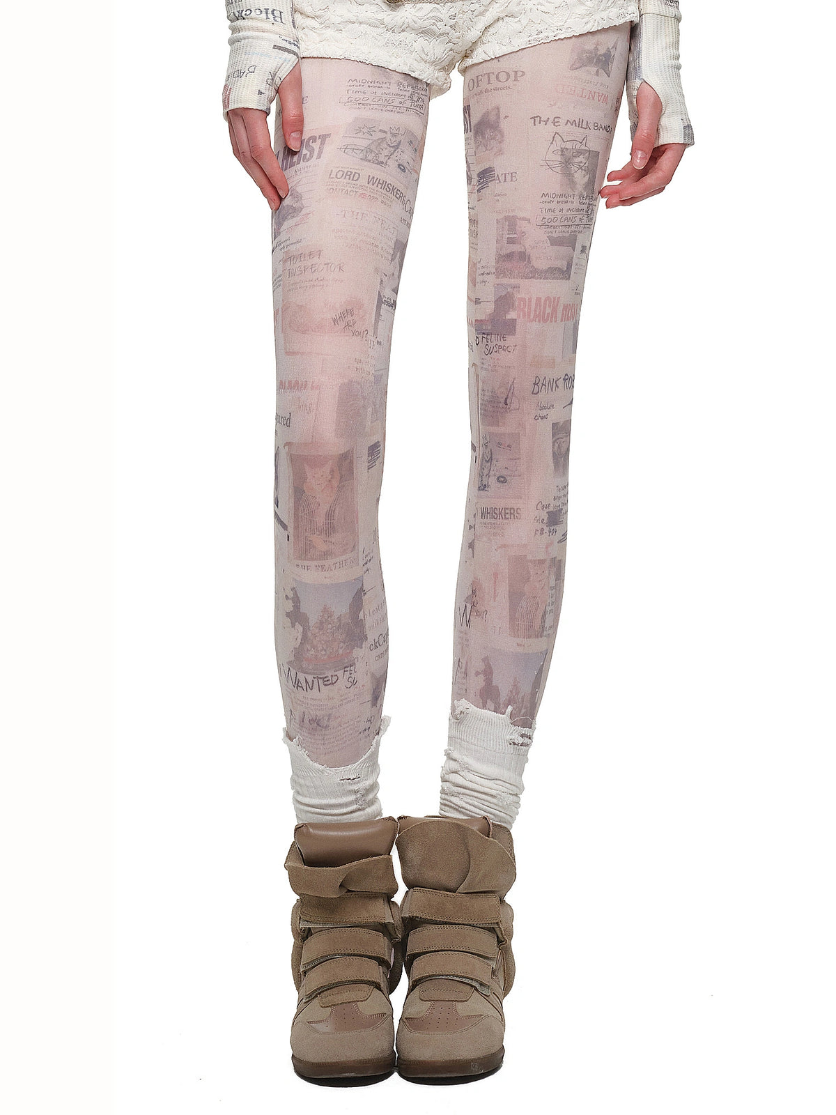 1Jinn Studio Y2K 2000s Sheer Cat Print Tights | Canton Collective