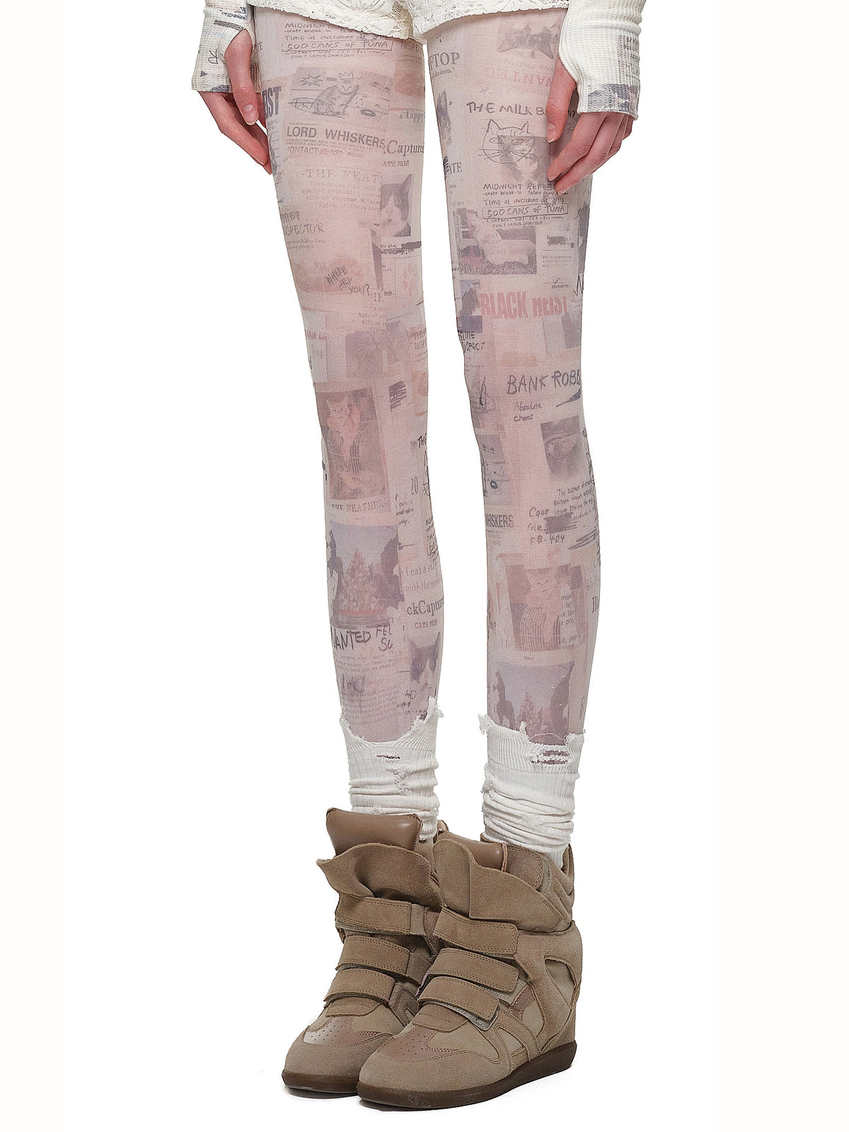 1Jinn Studio Y2K 2000s Sheer Cat Print Tights | Canton Collective