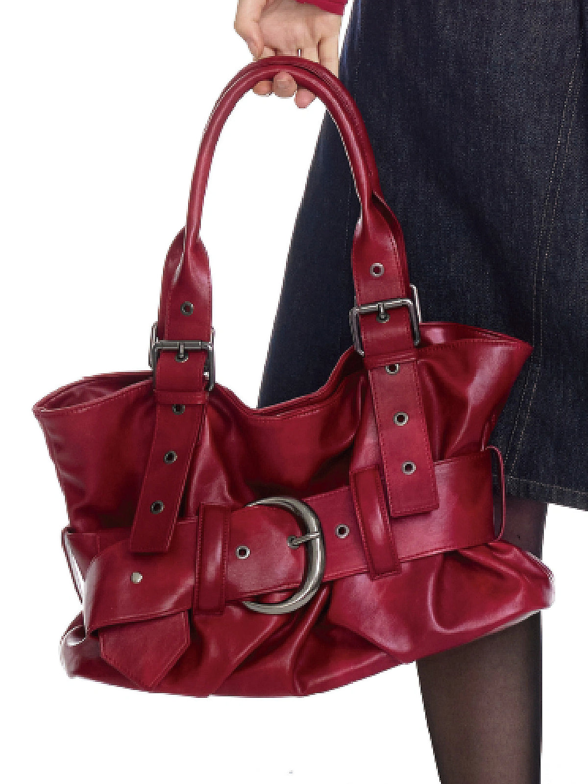 2HK TWO HOUR KEYYY Y2K Belt Buckle Leather Underarm Tote Bag | Canton Collective