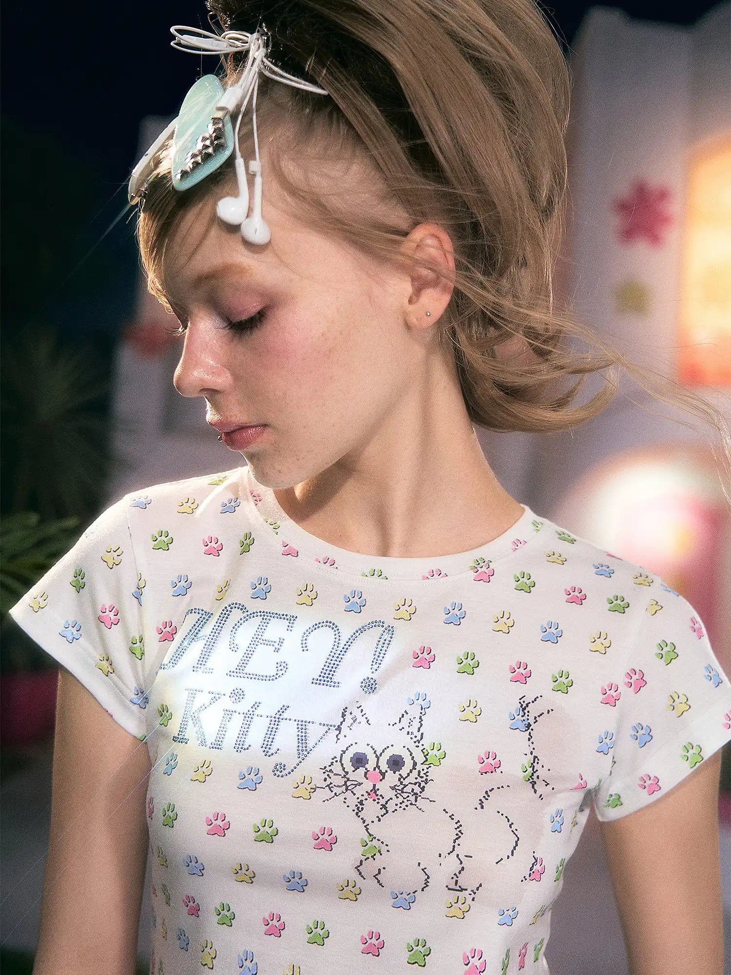 Deleteex Y2K Cat Cropped T Shirt | Canton Collective