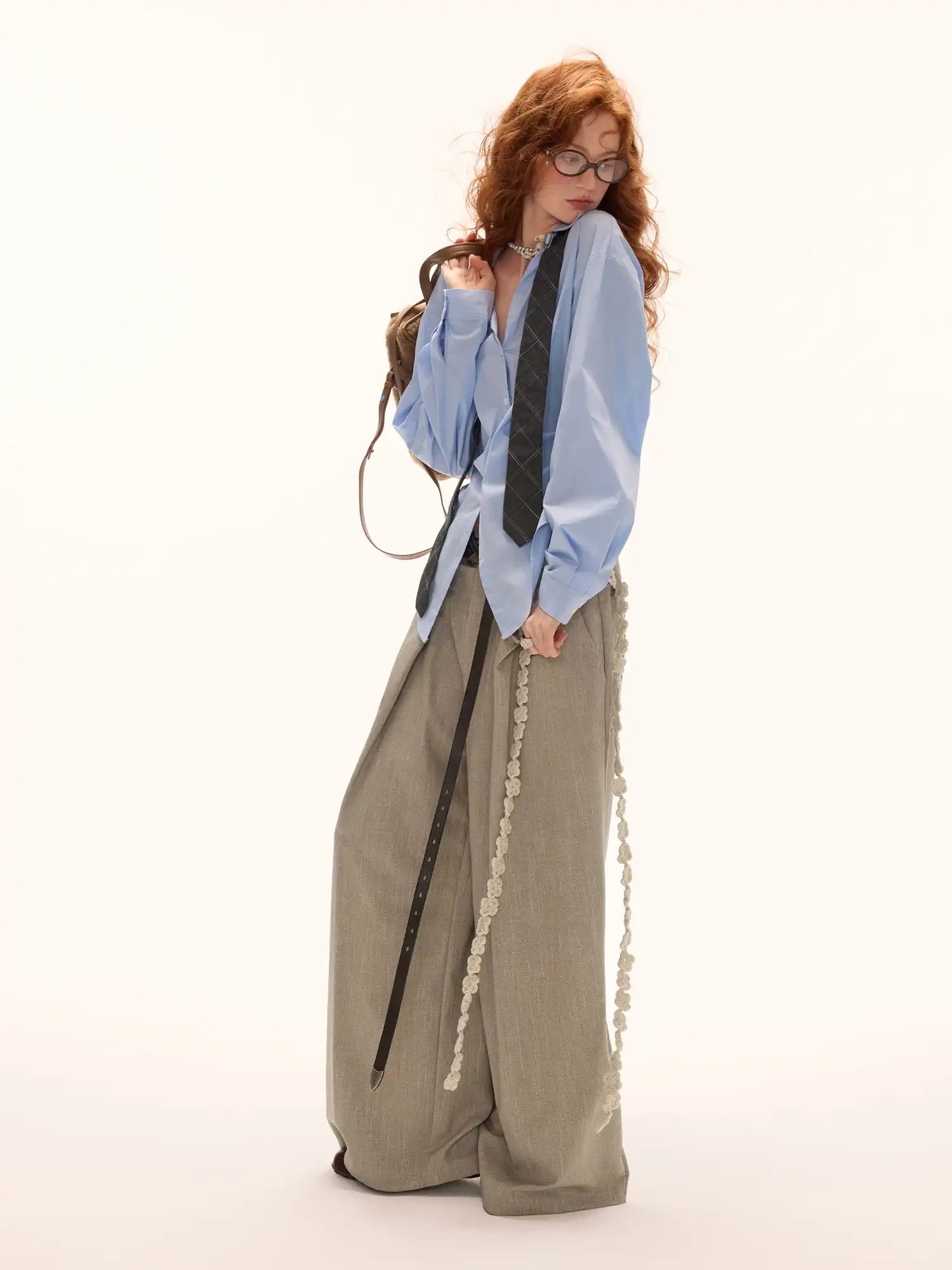 MAMC Y2K Coquette Light Blue Cinched Waist Shirt | Canton Collective