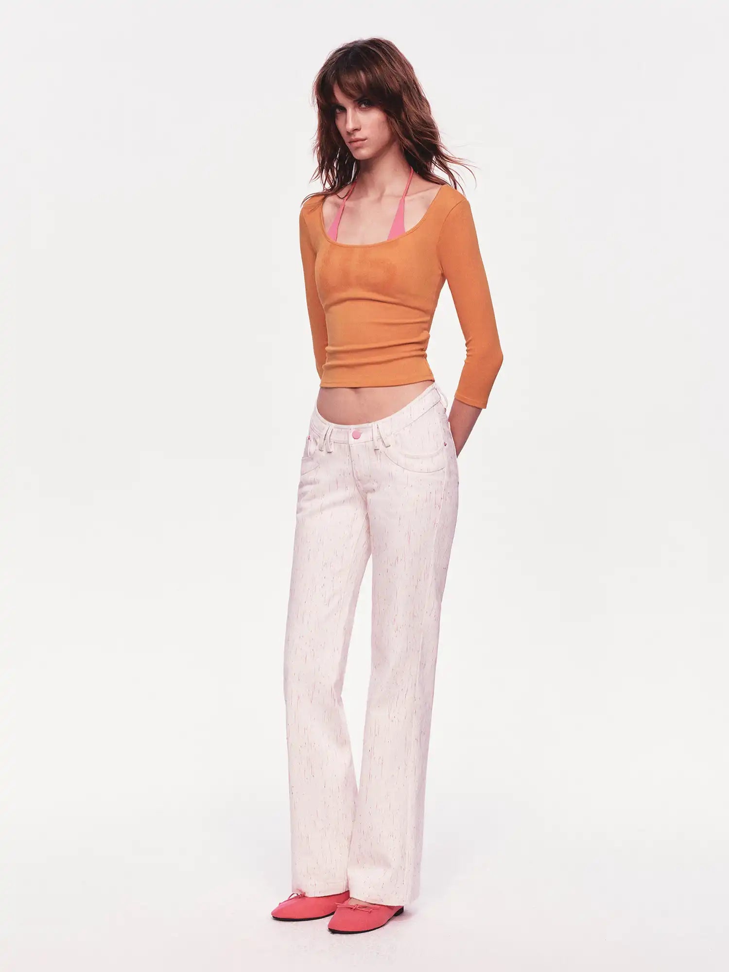 Ayo Y2K Fitted 3/4 Sleeve Crop Top | Canton Collective
