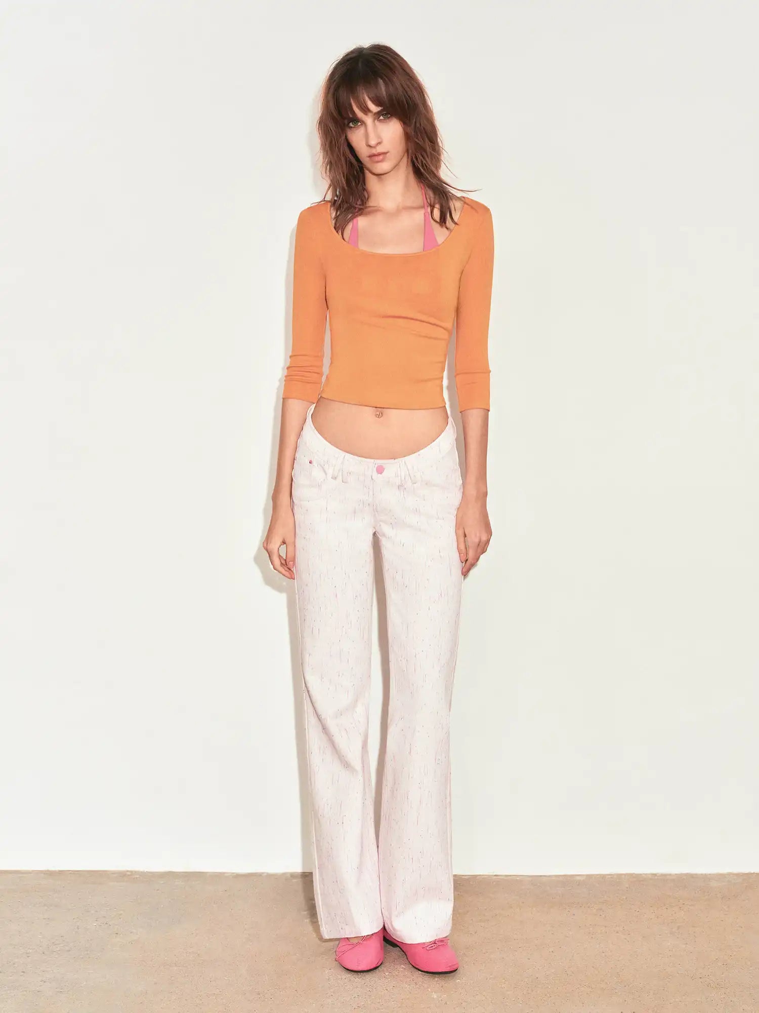 Ayo Y2K Fitted 3/4 Sleeve Crop Top | Canton Collective