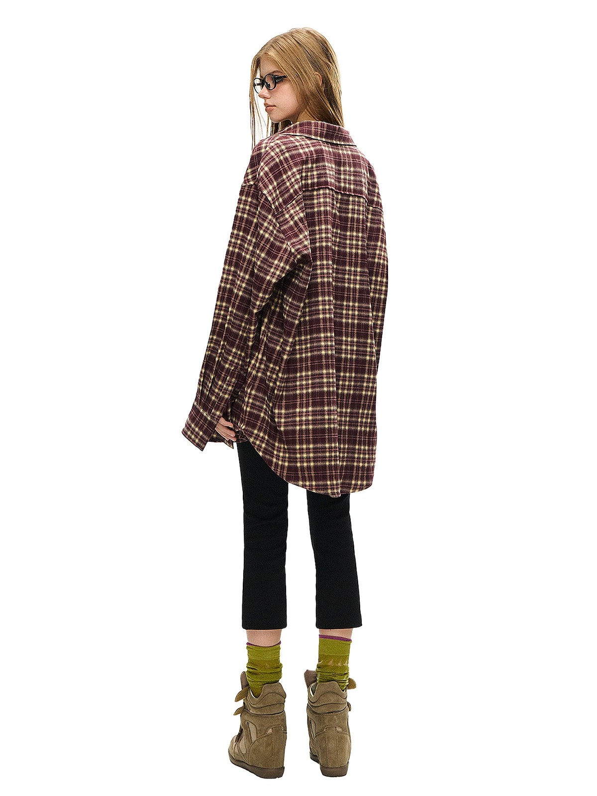 Deleteex Y2K Flannel Longline Long Sleeve Button Up Shirt | Canton Collective