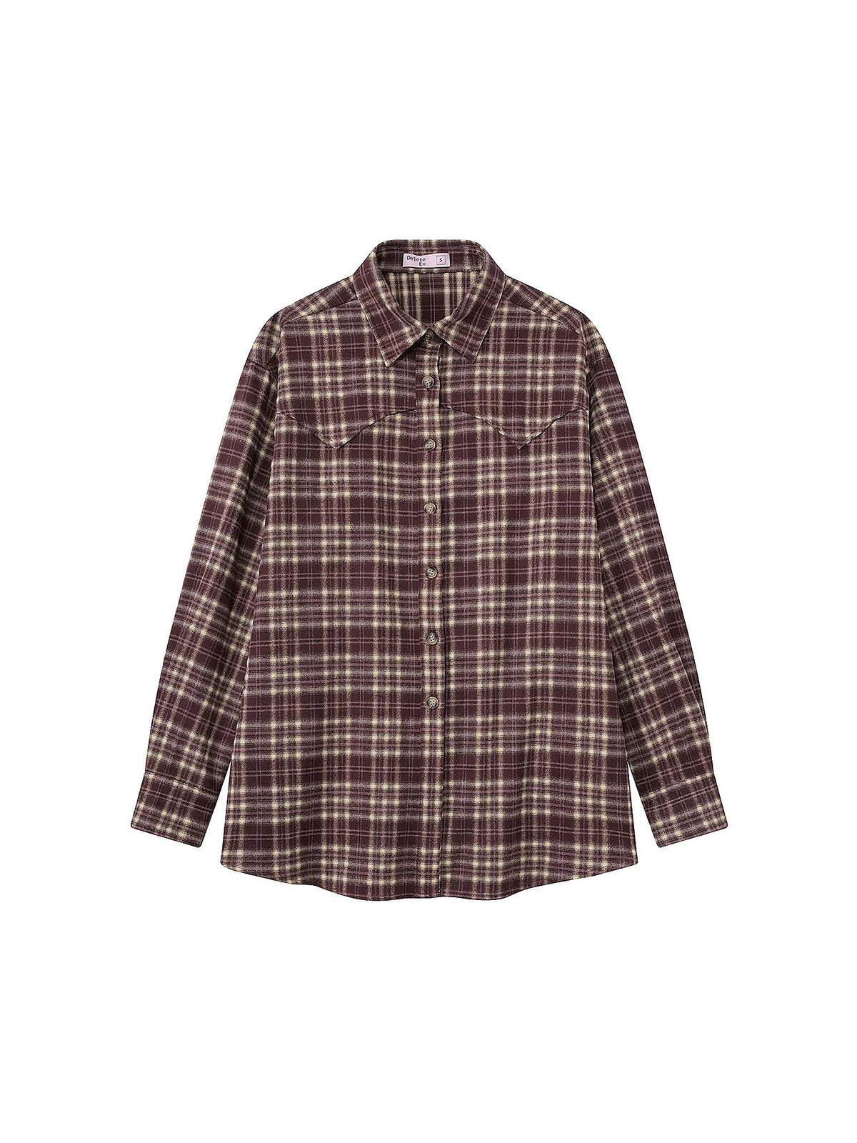 Deleteex Y2K Flannel Longline Long Sleeve Button Up Shirt | Canton Collective
