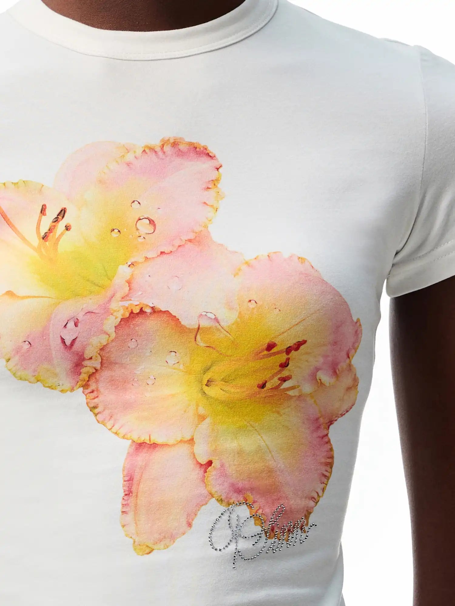 1Jinn Studio Y2K Floral Rhinestone Baby Tee | Canton Collective