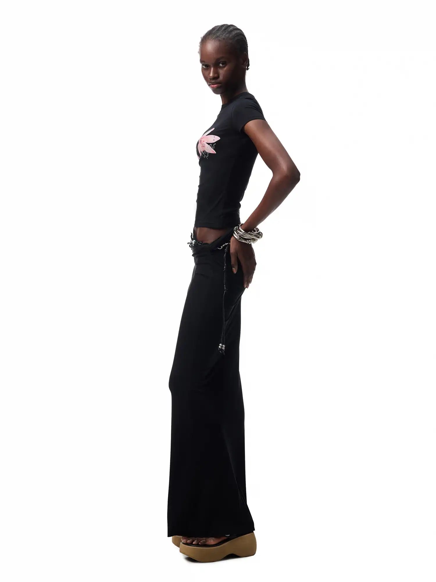 1Jinn Studio Y2K Floral Rhinestone Baby Tee | Canton Collective