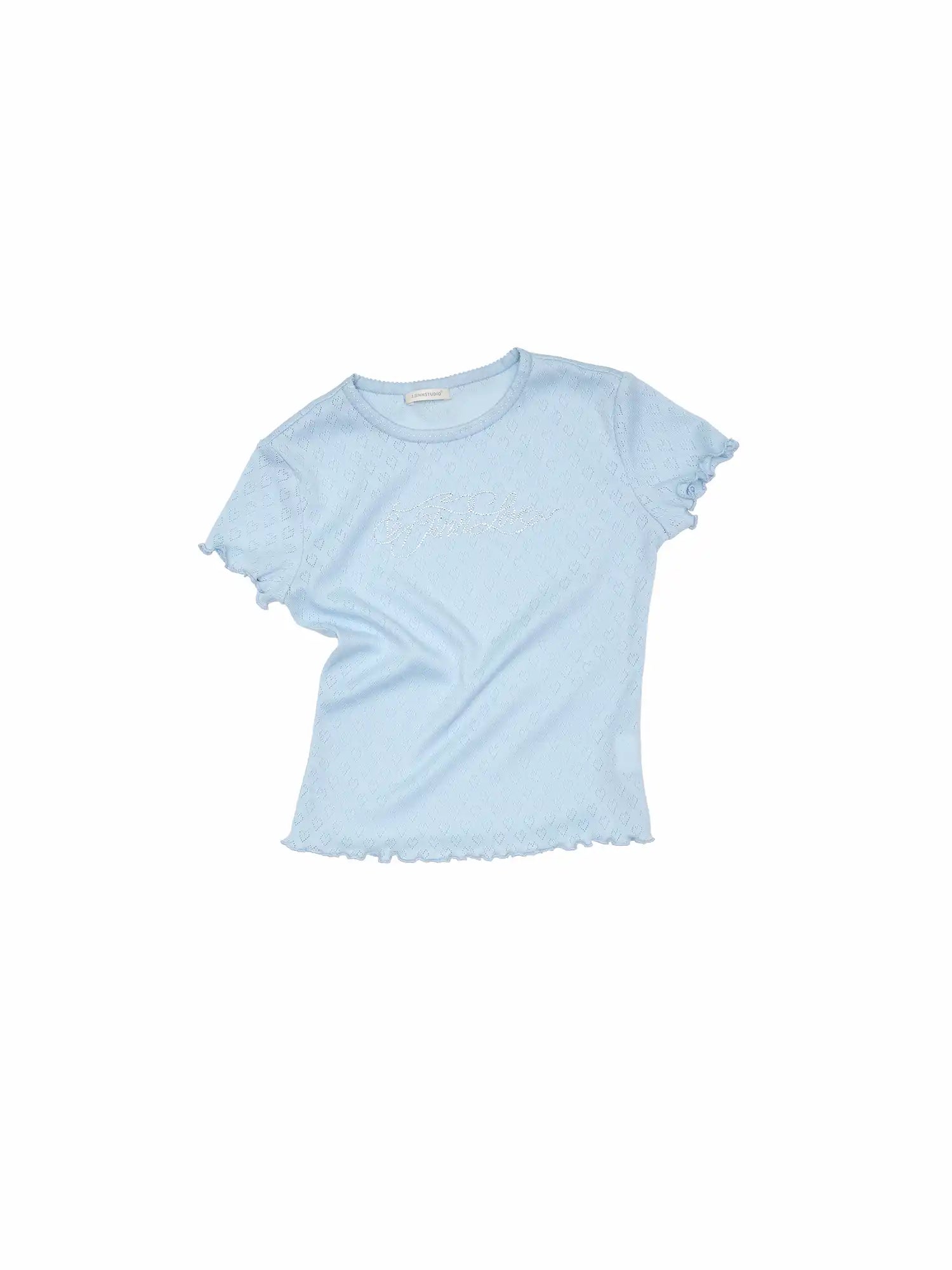 1Jinn Studio Y2K Heart Pointelle Baby Tee | Canton Collective
