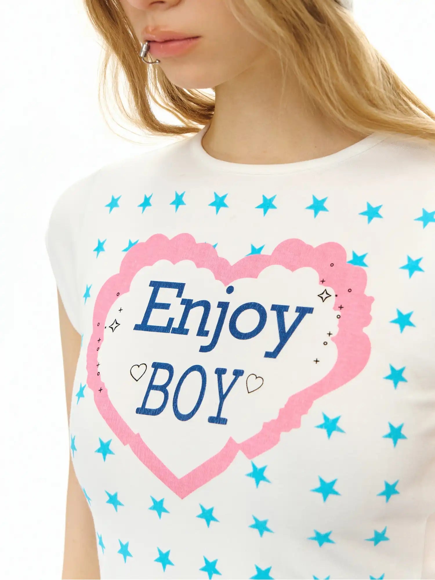 Deleteex Y2K Heart Star Cropped Baby Tee | Canton Collective