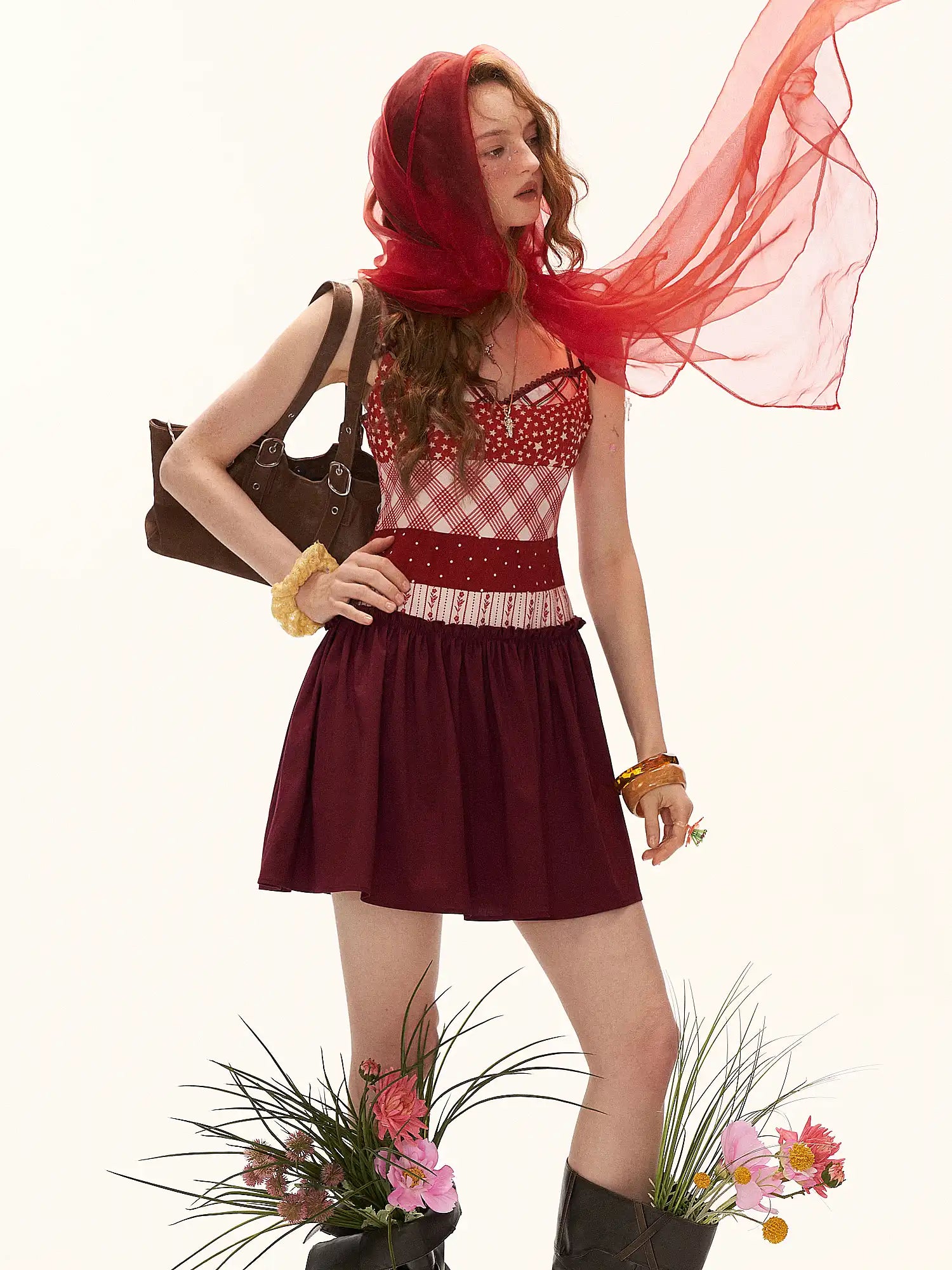 MAMC Y2K Layered Bra Style Slip Mini Red Dress | Canton Collective