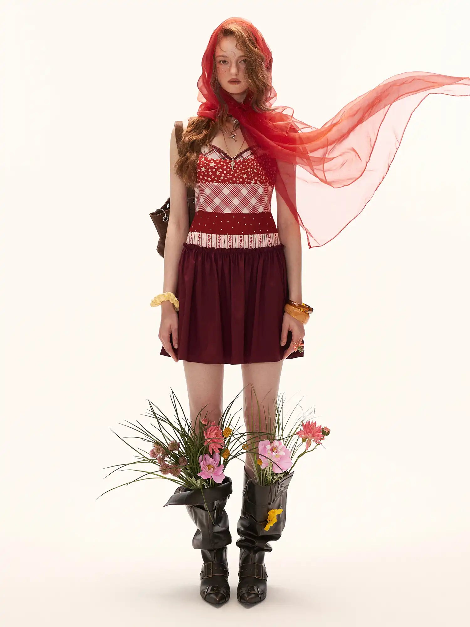 MAMC Y2K Layered Bra Style Slip Mini Red Dress | Canton Collective
