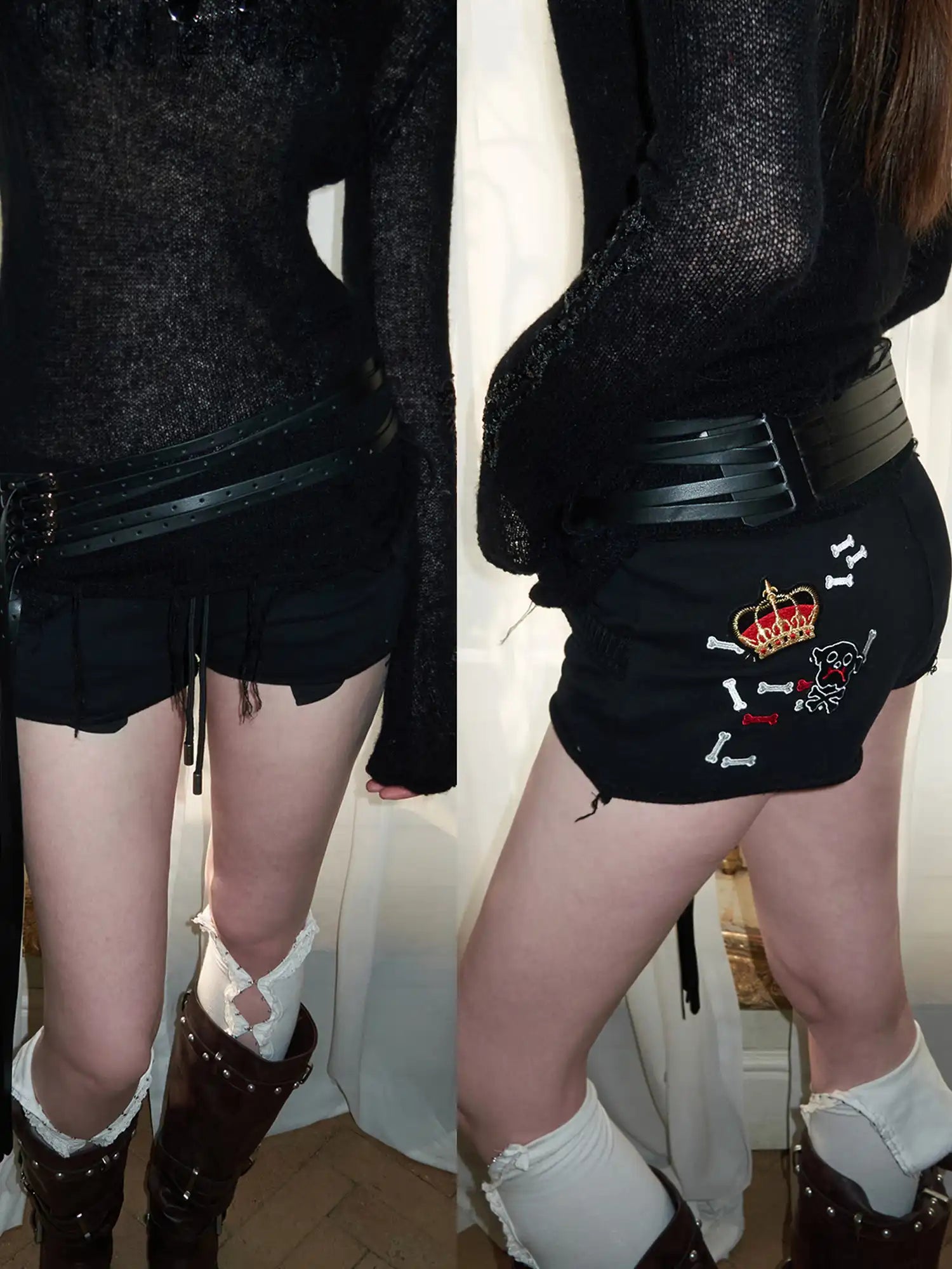 1Jinn Studio Y2K Low Rise Embroidered Camo Sweat Sexy Shorts | Canton Collective