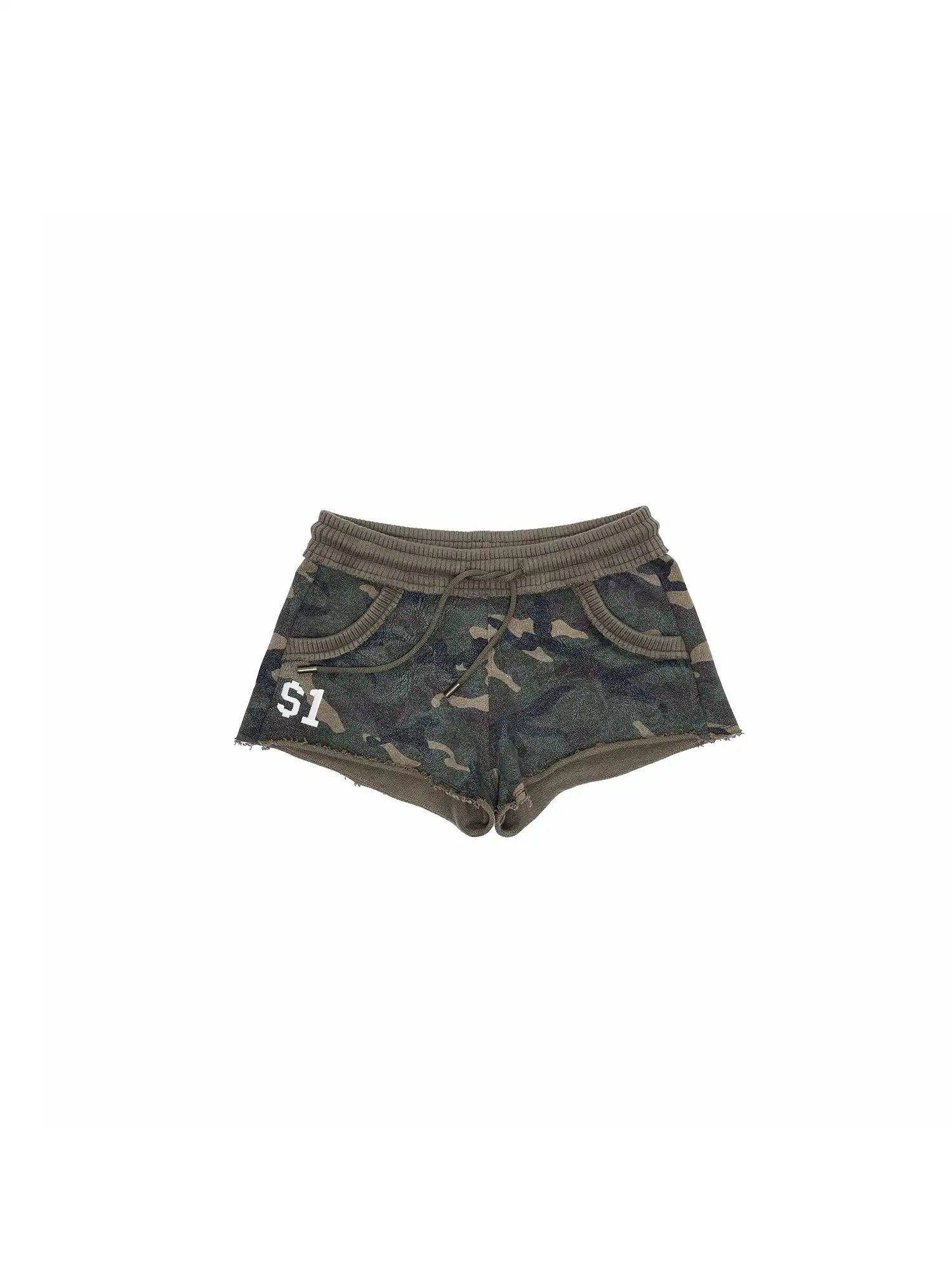 1Jinn Studio Y2K Low Rise Embroidered Camo Sweat Sexy Shorts | Canton Collective