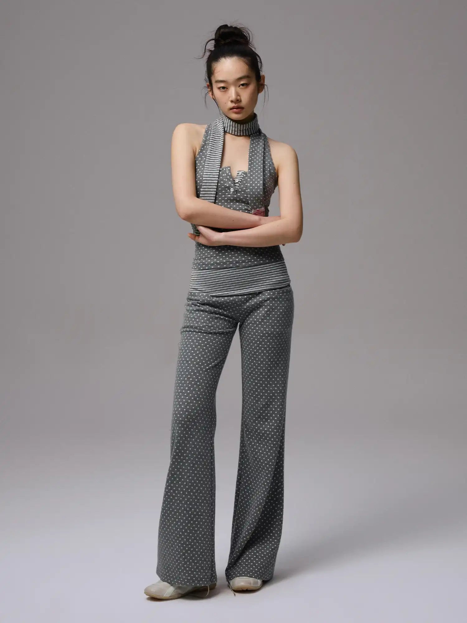 1Jinn Studio Y2K Polka Dot Foldover Flared Leggings | Canton Collective