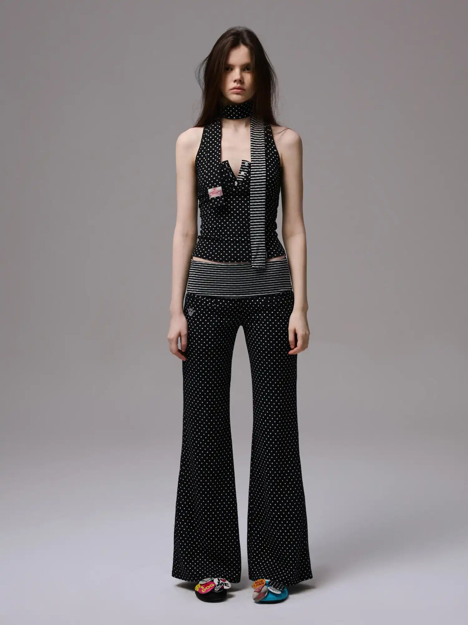 1Jinn Studio Y2K Polka Dot Foldover Flared Leggings Set | Canton Collective