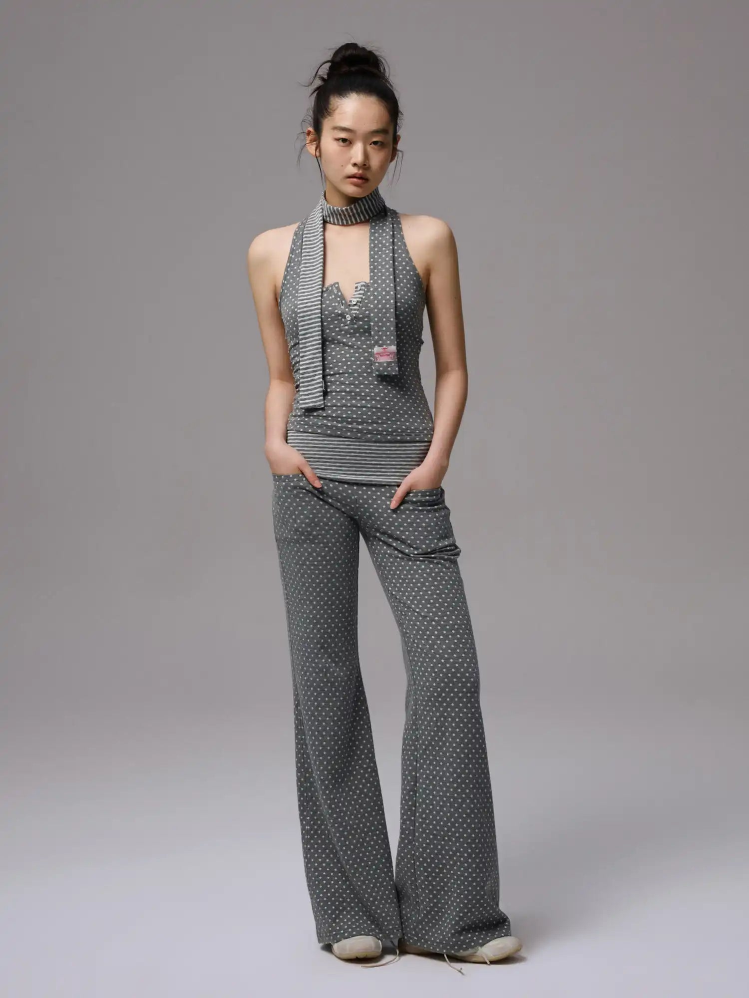 Y2K Polka Dot Foldover Flared Leggings Set - Tees & Tanks | Canton