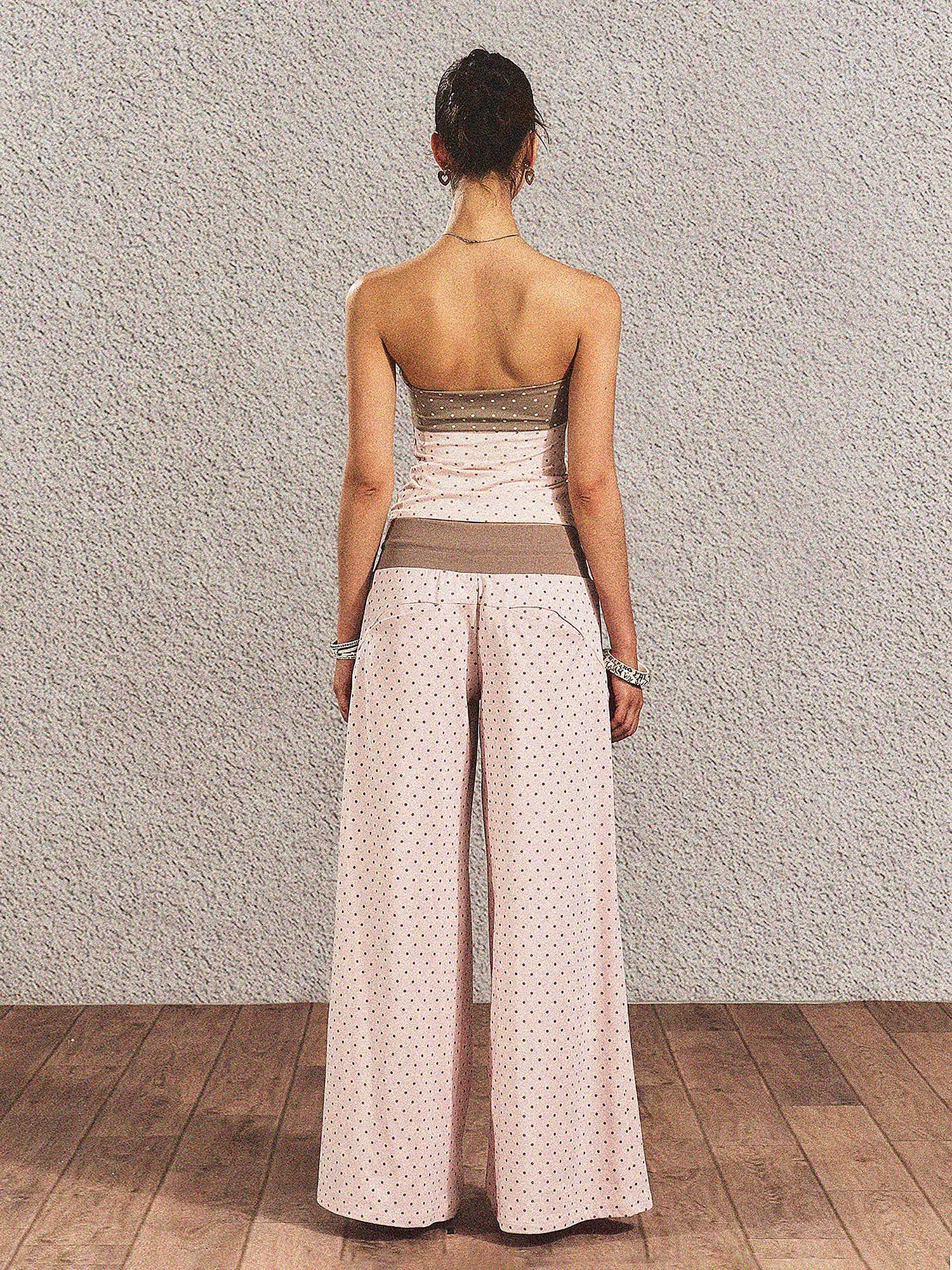 CantonCollective Design Y2K Polka Dot Tie Front Strapless Top | Canton Collective