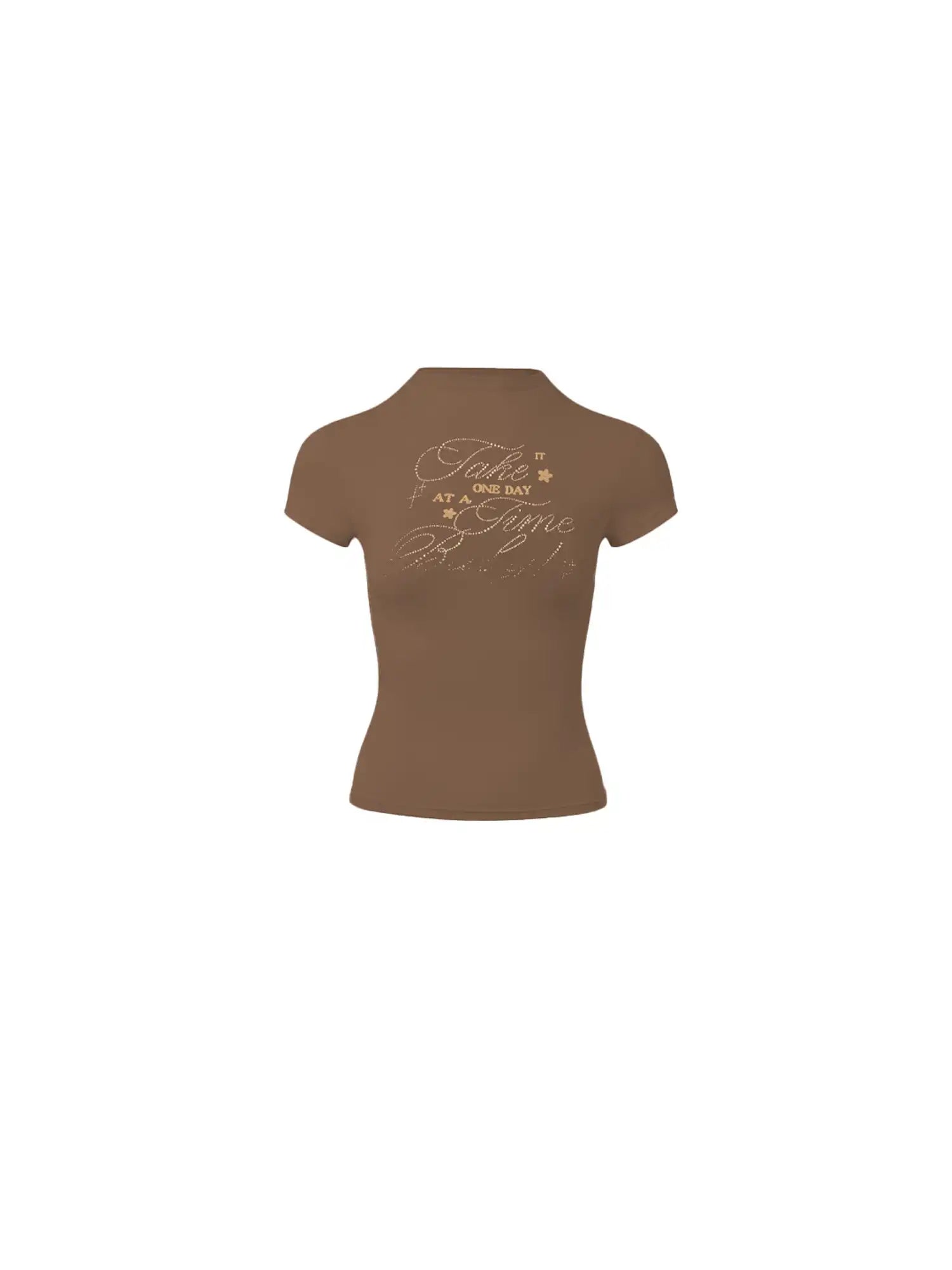 Deleteex Y2K Rhinestone Mock Neck Baby Tee | Canton Collective