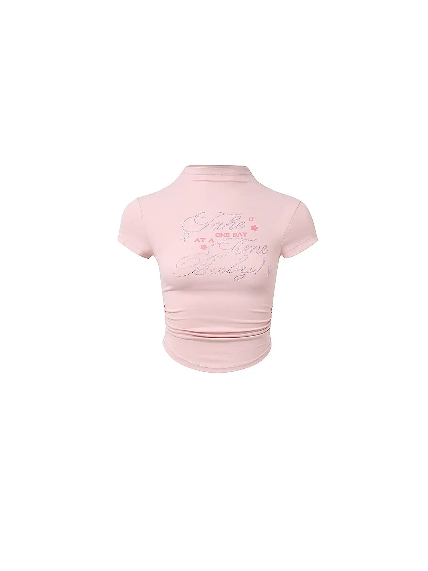 Deleteex Y2K Rhinestone Mock Neck Baby Tee | Canton Collective