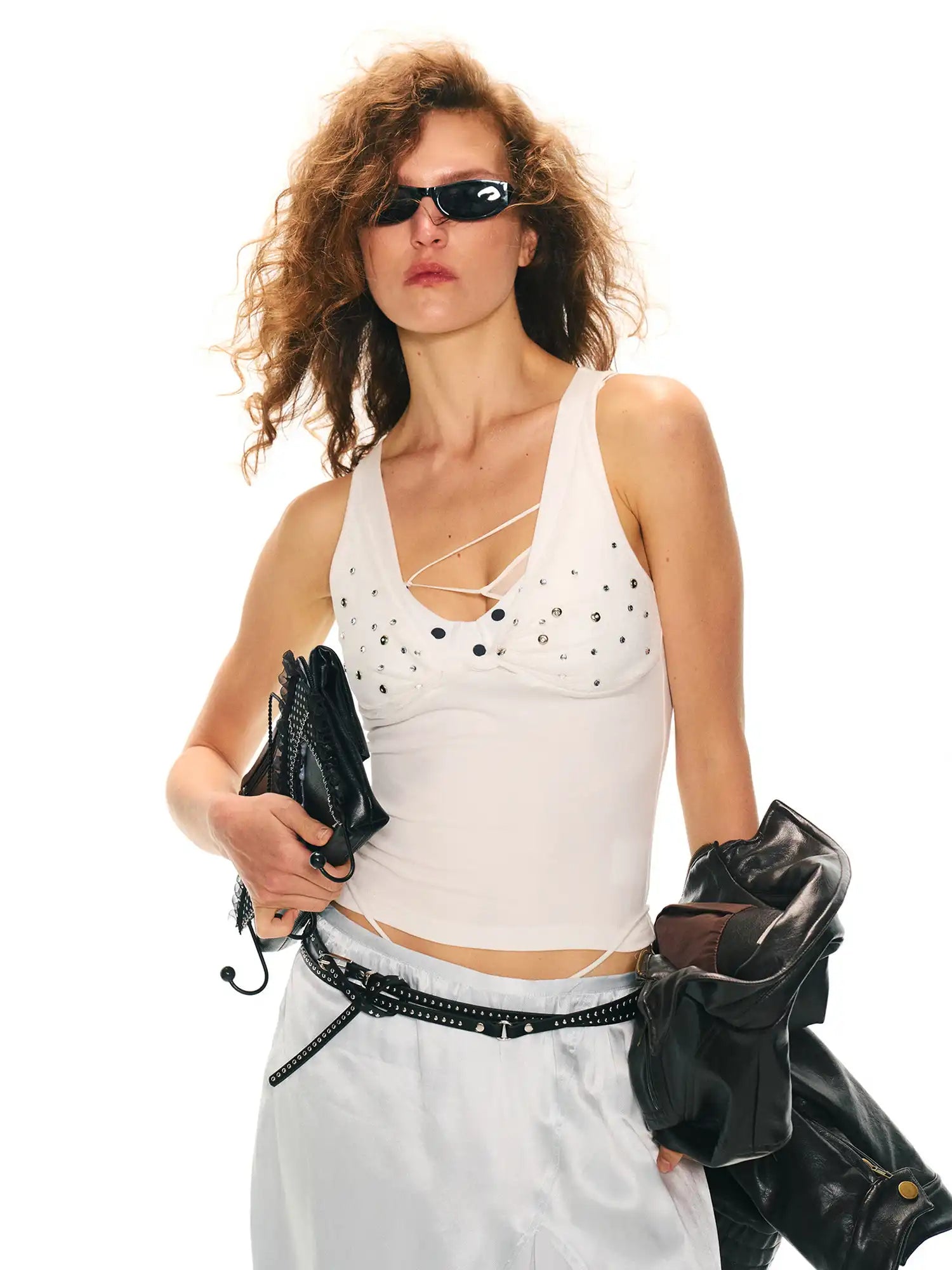 2th Desire Y2K Rhinestone Twisted V Neck Cami Top | Canton Collective