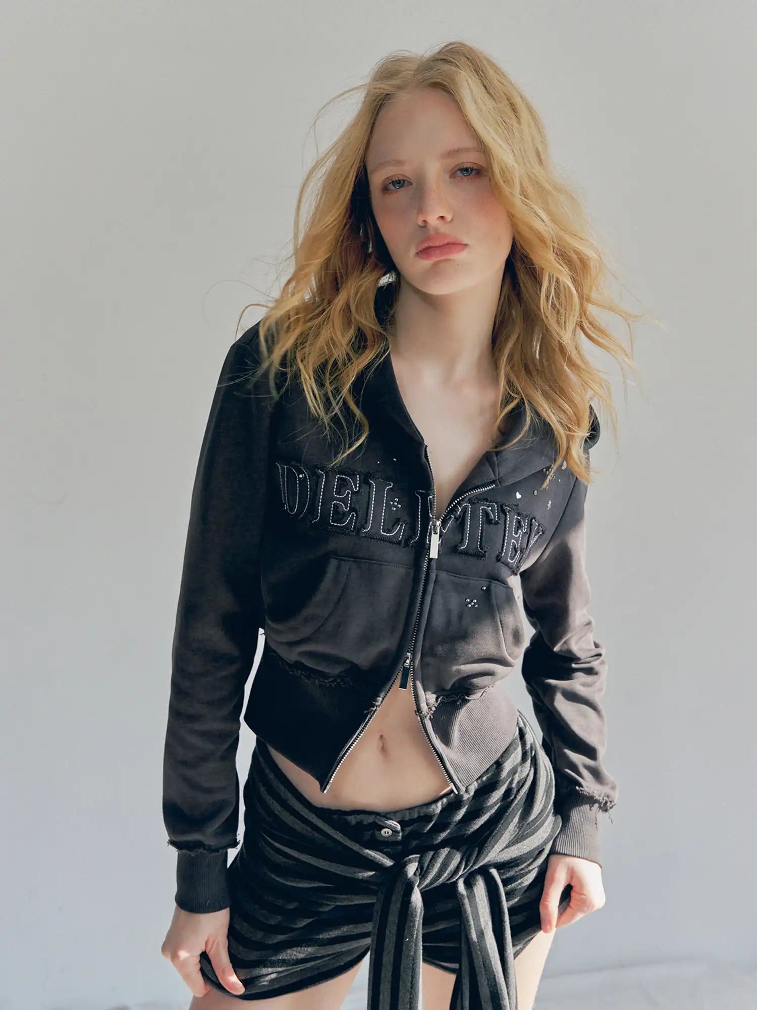 Deleteex Y2K Rockstar Studded Double Zip Hoodie | Canton Collective