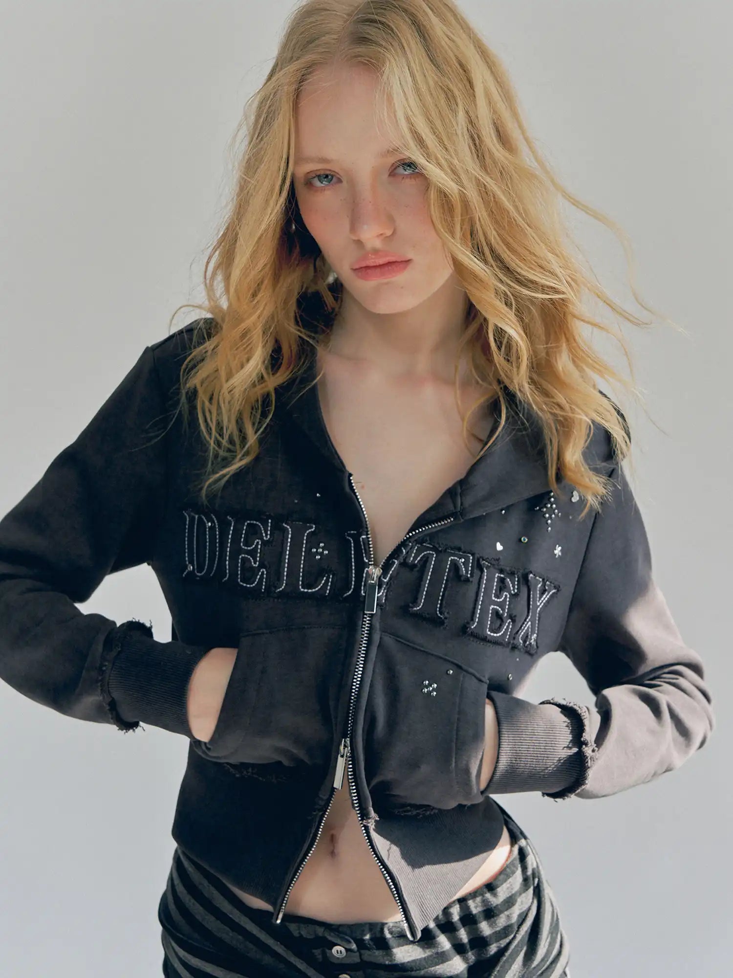 Deleteex Y2K Rockstar Studded Double Zip Hoodie | Canton Collective