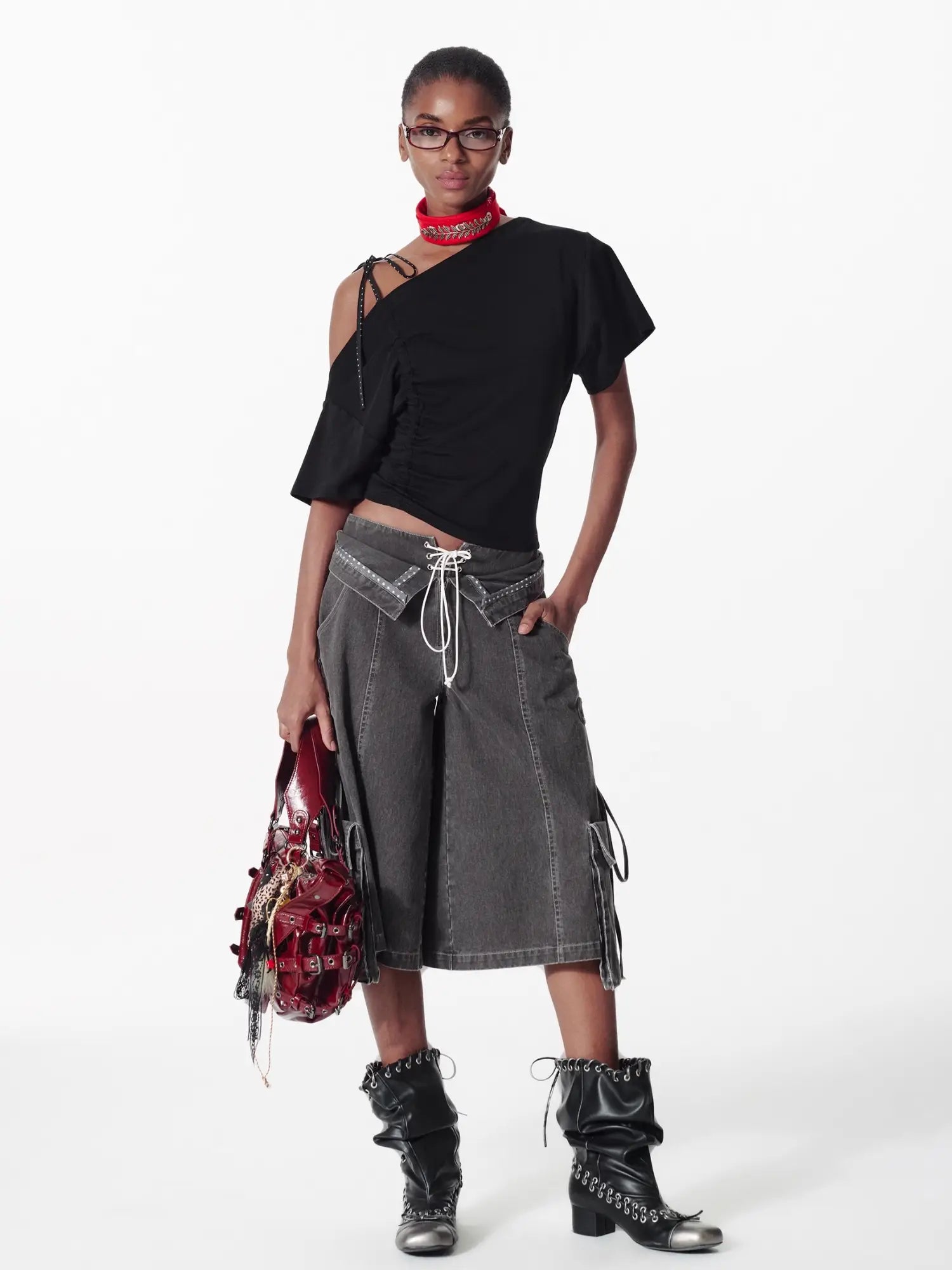 2th Desire Y2K Street Foldover Waist Stars Cargo Shorts | Canton Collective