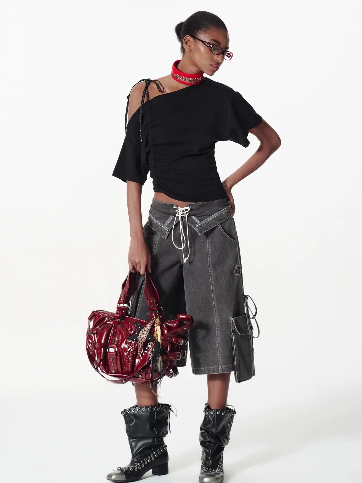 2th Desire Y2K Street Foldover Waist Stars Cargo Shorts | Canton Collective