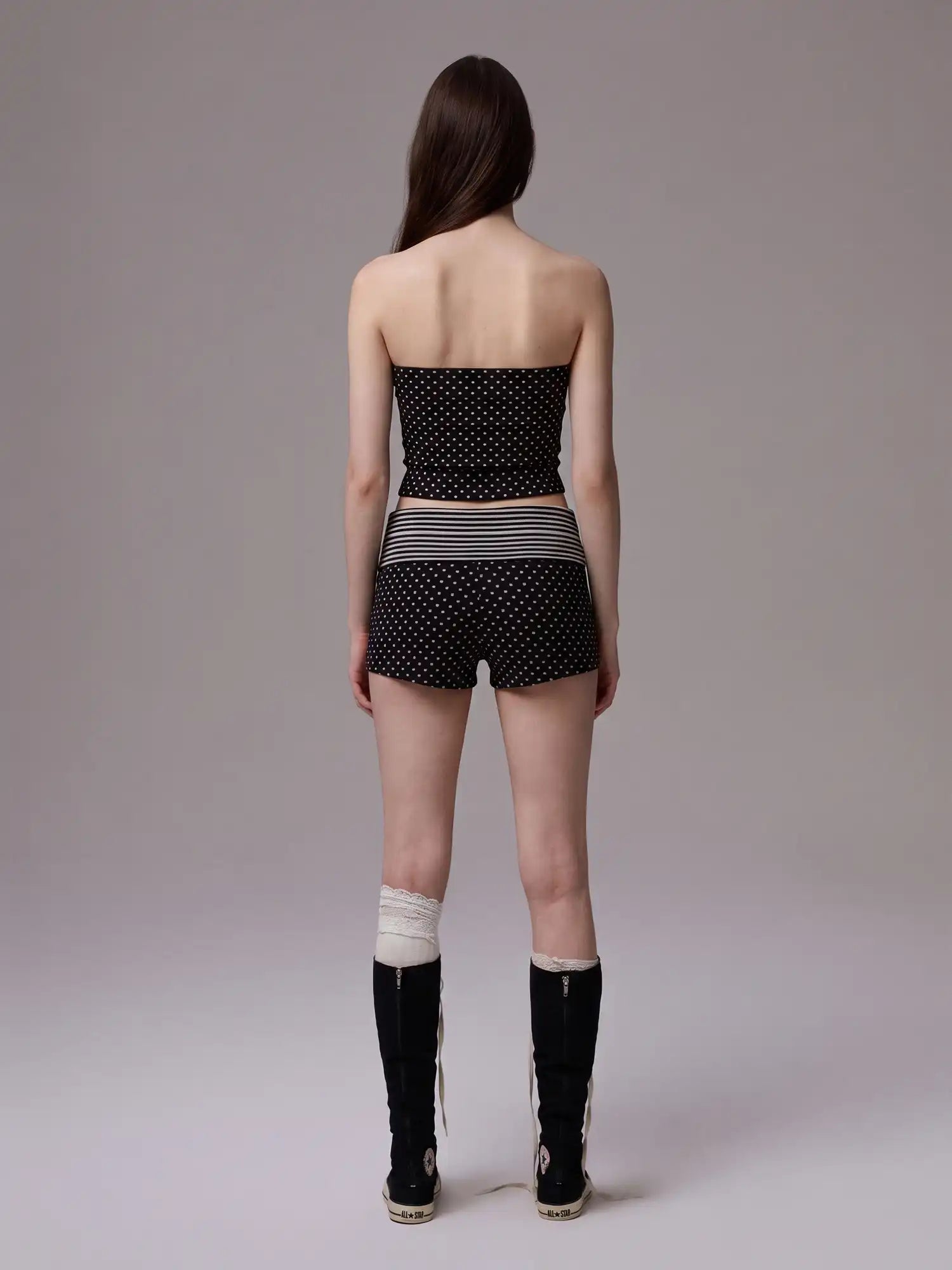 CantonCollective Design Y2K Stripe & Polka Dot Foldover Shorts Set | Canton Collective