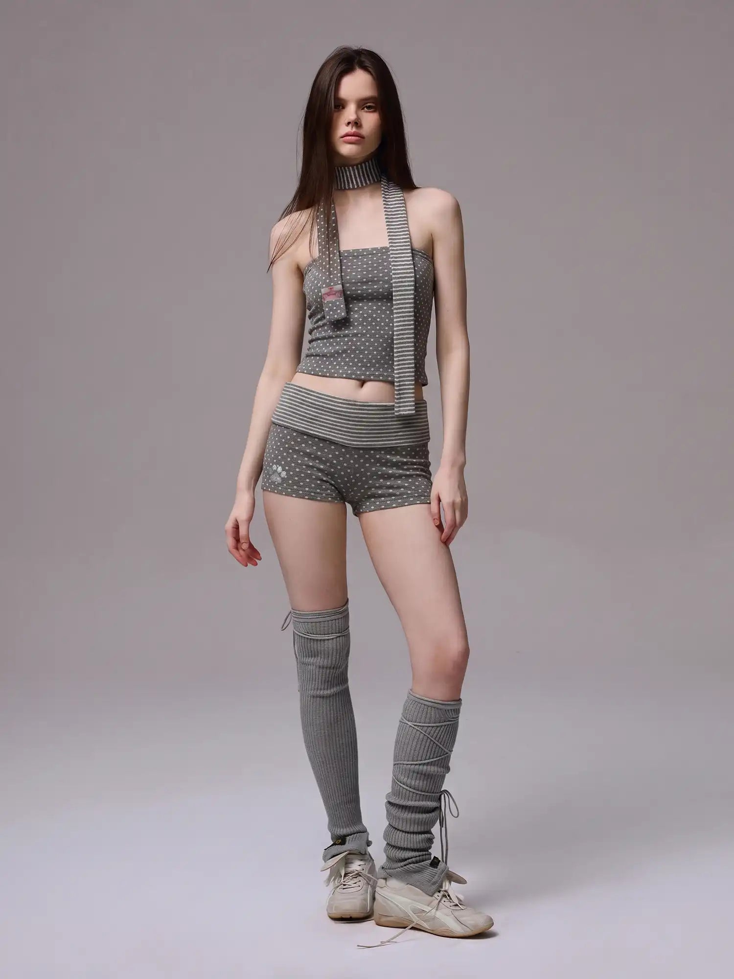 CantonCollective Design Y2K Stripe & Polka Dot Foldover Shorts Set | Canton Collective