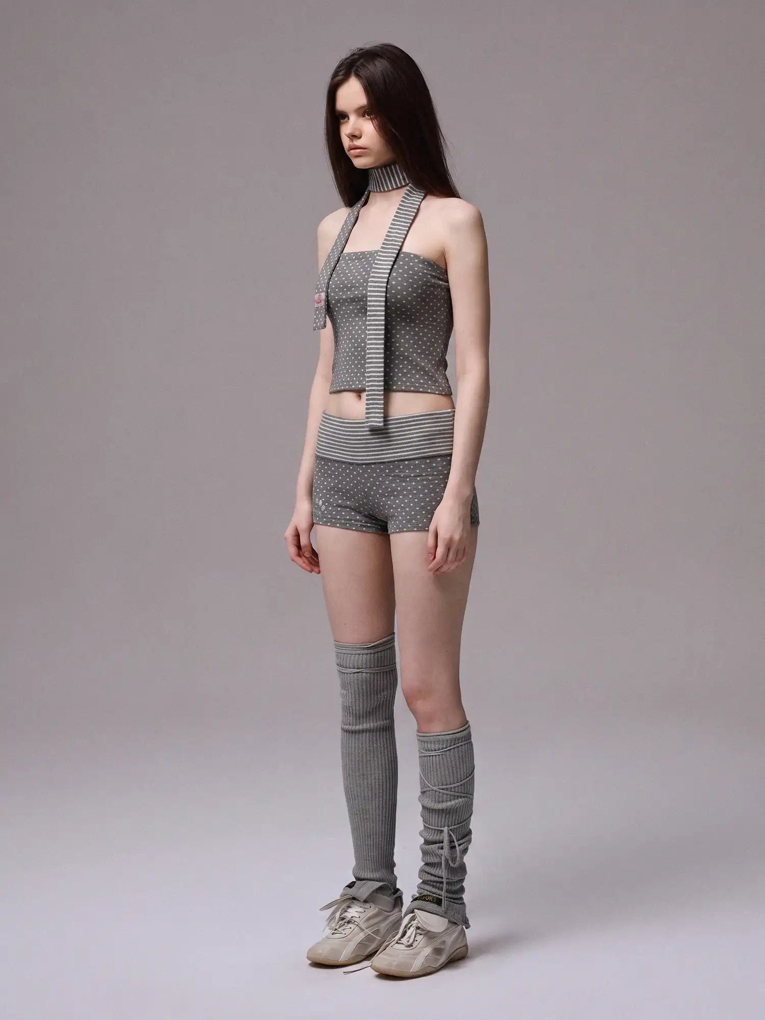 CantonCollective Design Y2K Stripe & Polka Dot Foldover Shorts Set | Canton Collective
