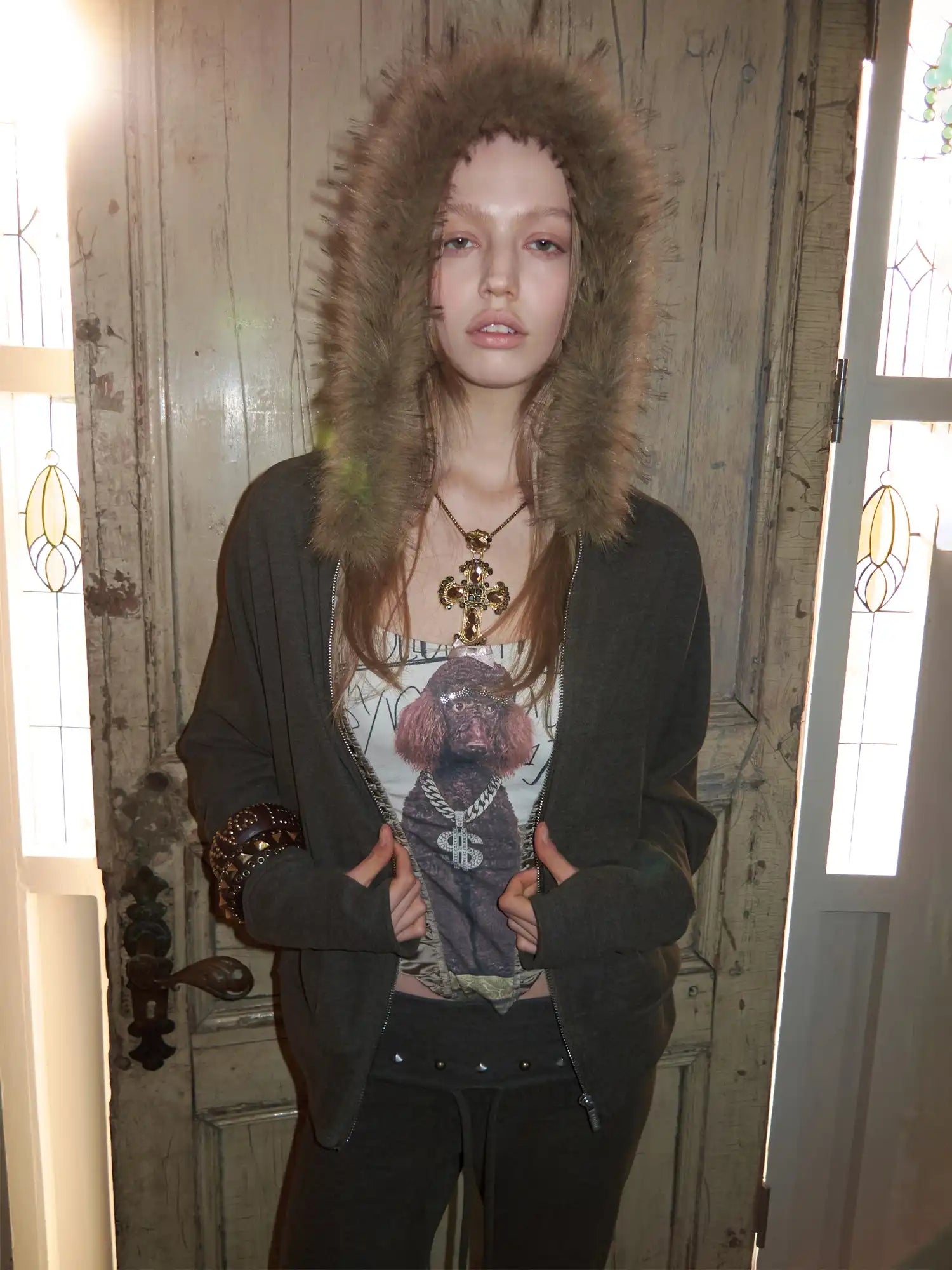 1Jinn Studio Y2K Studded Batwing Zip Hoodie | Canton Collective