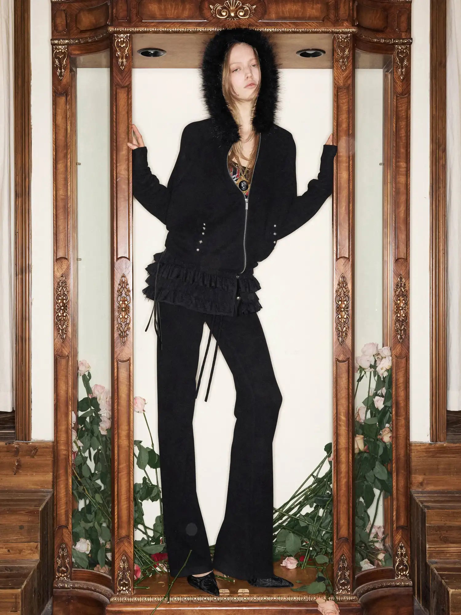 1Jinn Studio Y2K Studded Batwing Zip Hoodie | Canton Collective