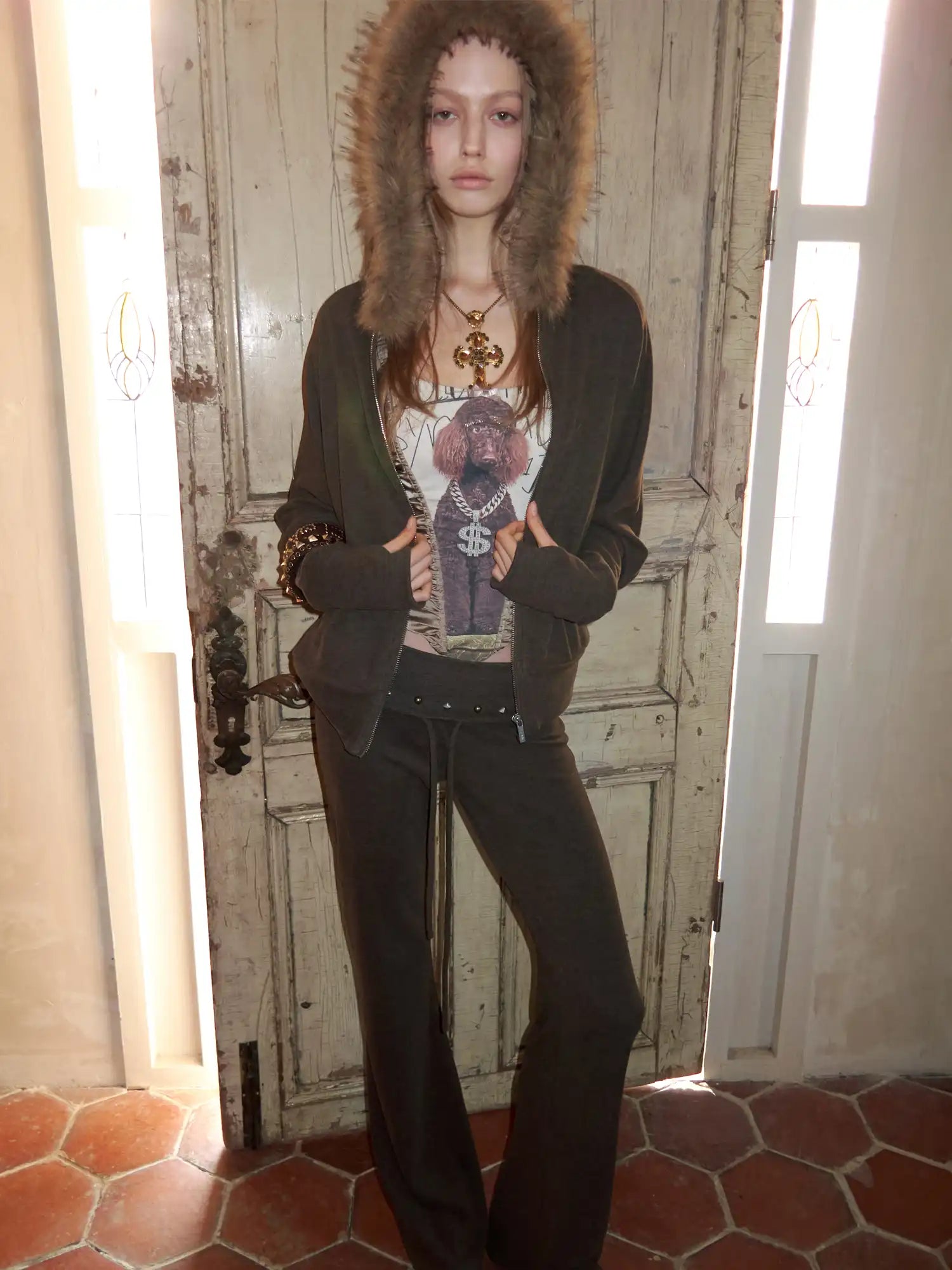 1Jinn Studio Y2K Studded Batwing Zip Hoodie | Canton Collective