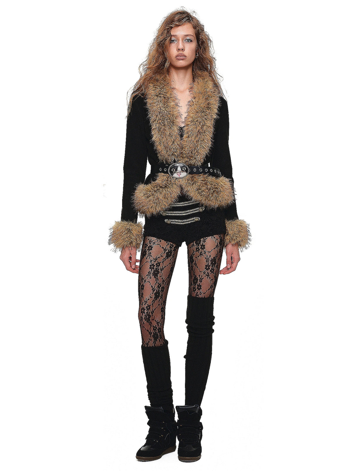 1Jinn Studio Y2K Vintage Fur Trimmed Knit Cardigan | Canton Collective