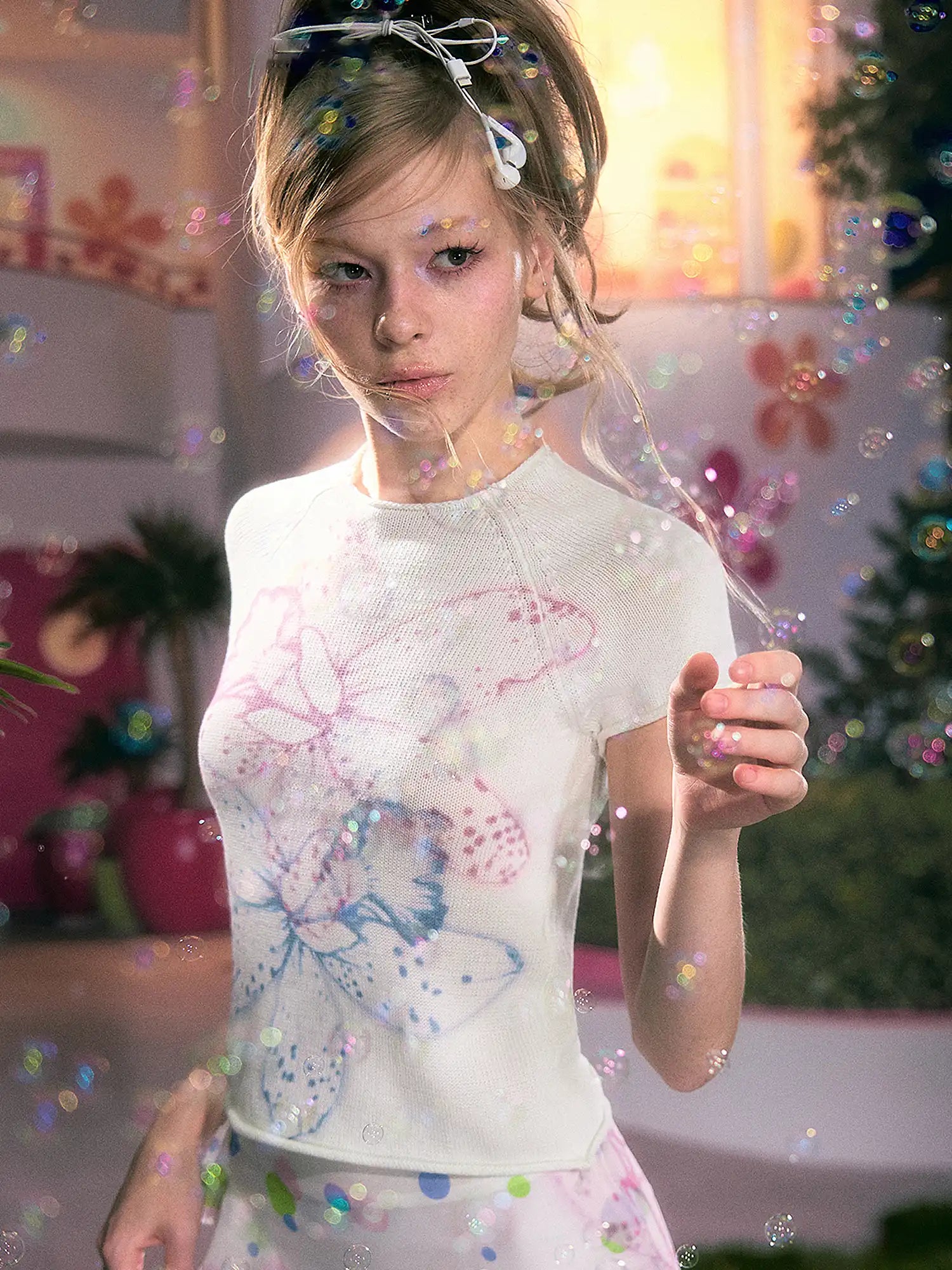 Deleteex Y2K Watercolor Flower Crop Top | Canton Collective