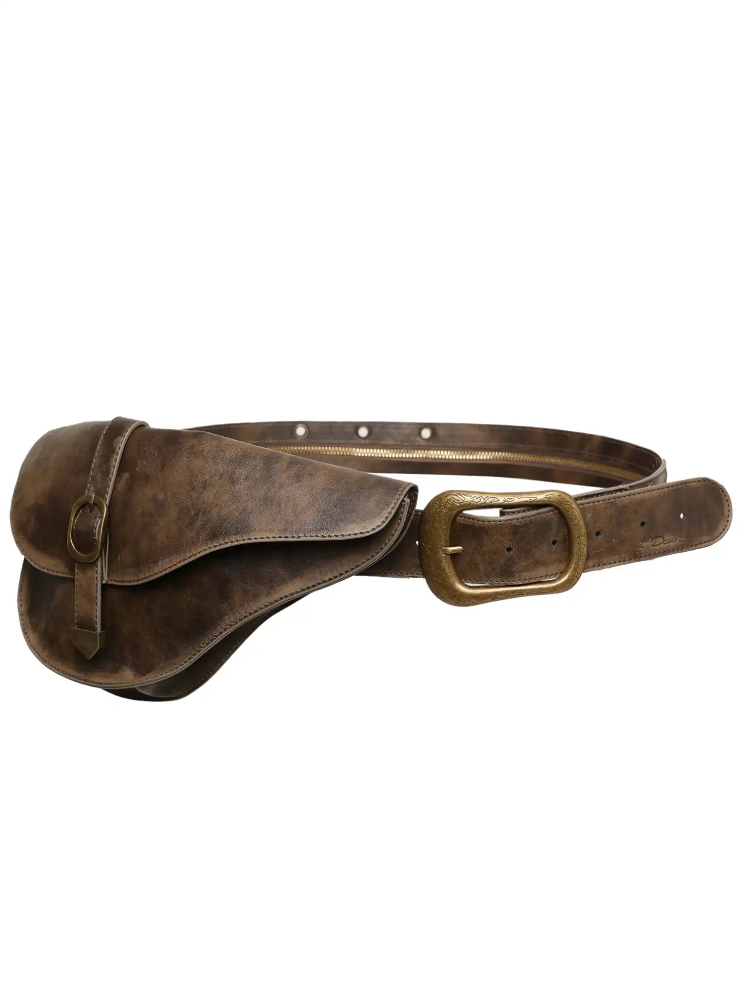 2th Desire Y2K Western Leather Zip Belt With Detachable Saddle Waist Pouch | Canton Collective
