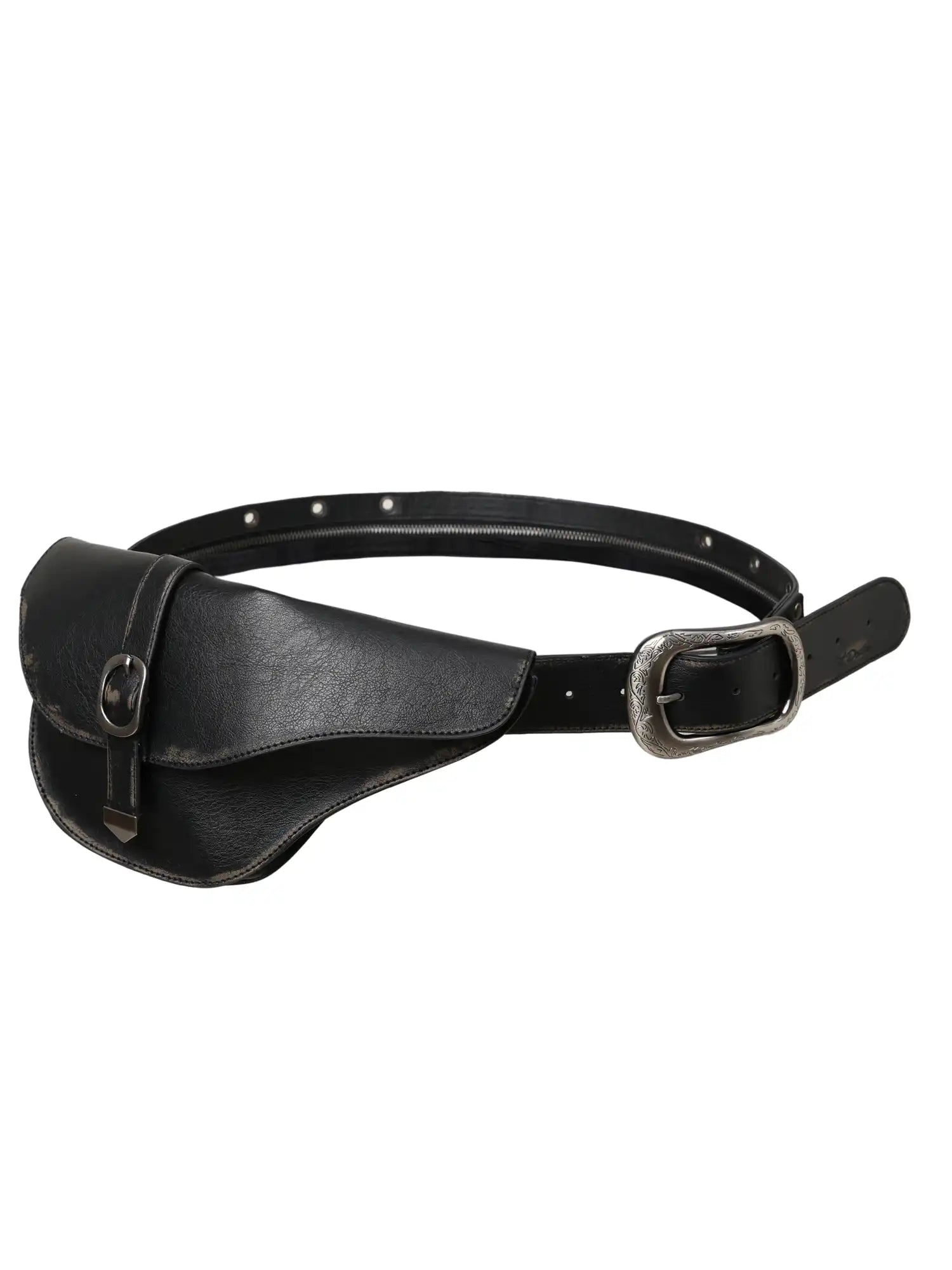 2th Desire Y2K Western Leather Zip Belt With Detachable Saddle Waist Pouch | Canton Collective