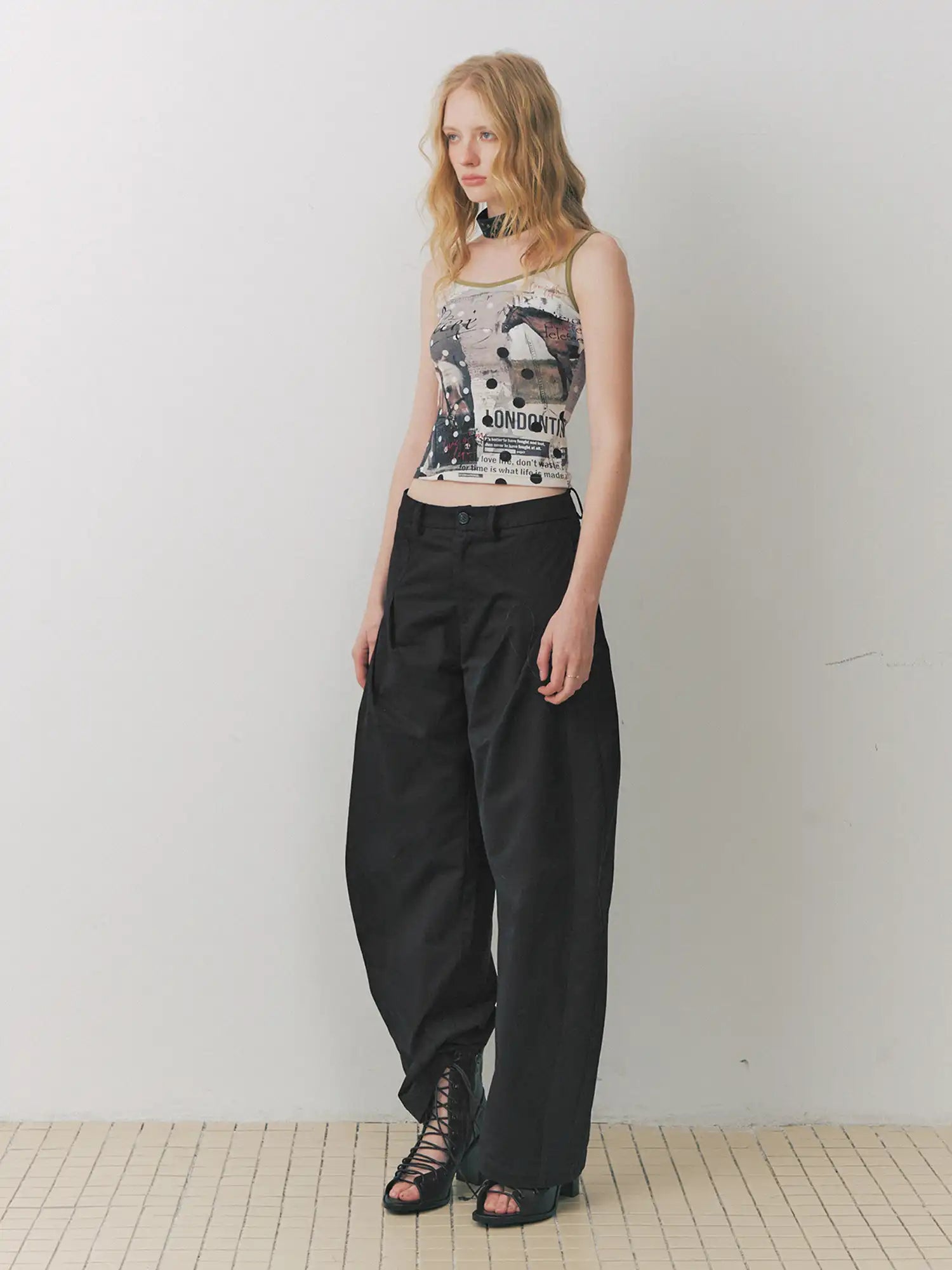 Deleteex Y2k Pony Polka Newspaper Graphic Cami Top | Canton Collective