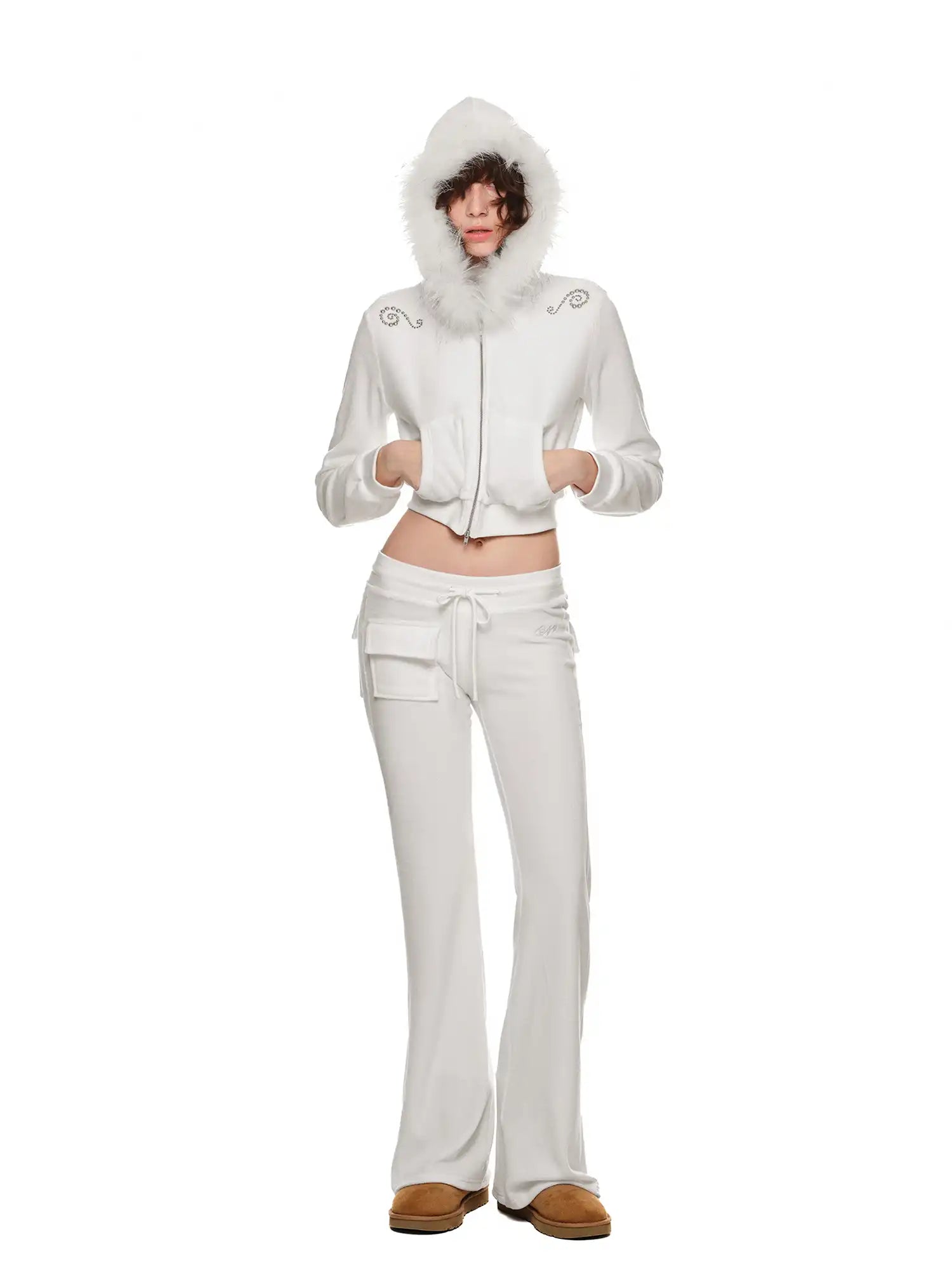 1Jinn Studio Velvet Faux Fur Fall Hoodie Set | Canton Collective