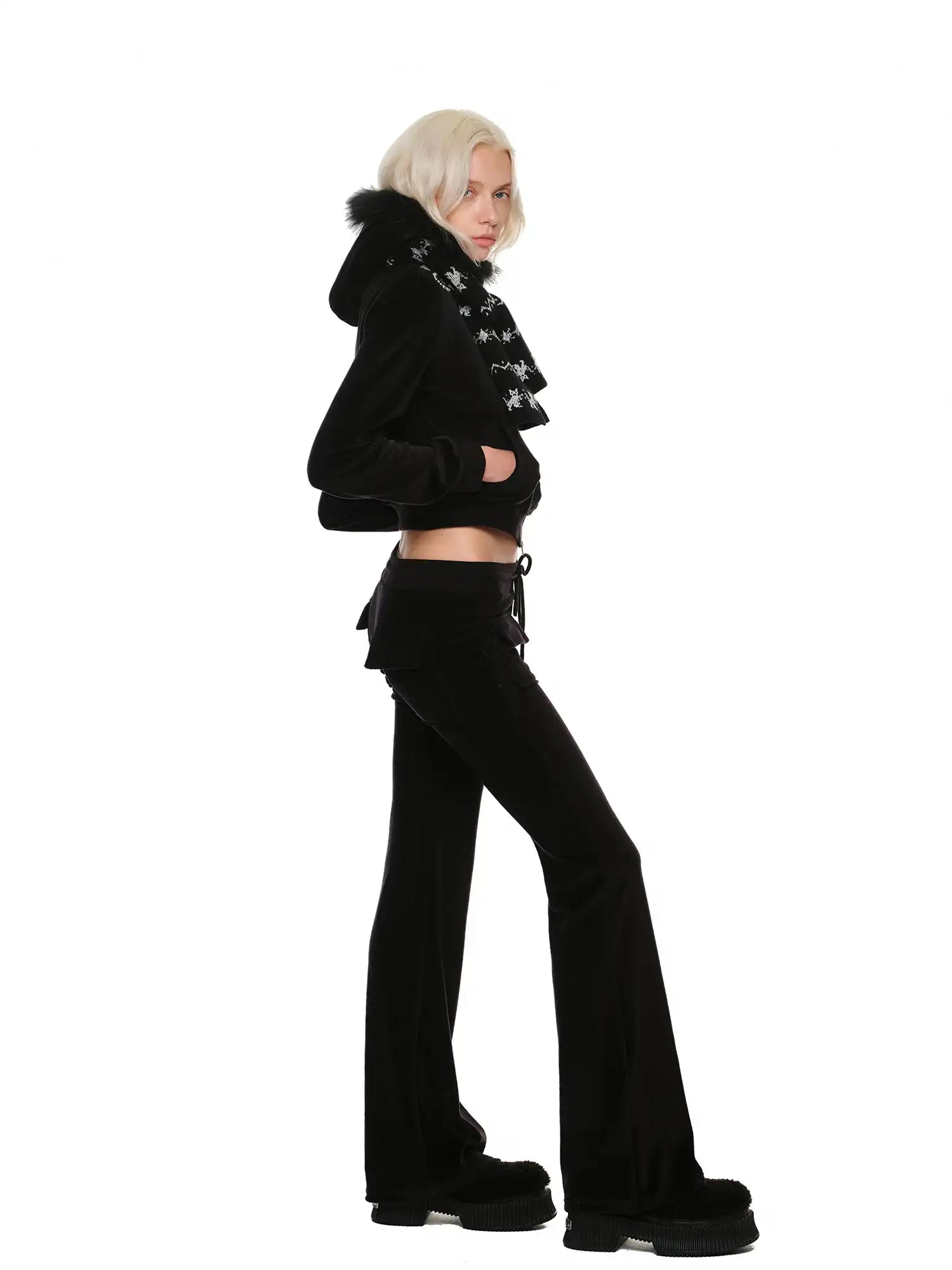 1Jinn Studio Velvet Faux Fur Fall Hoodie Set | Canton Collective