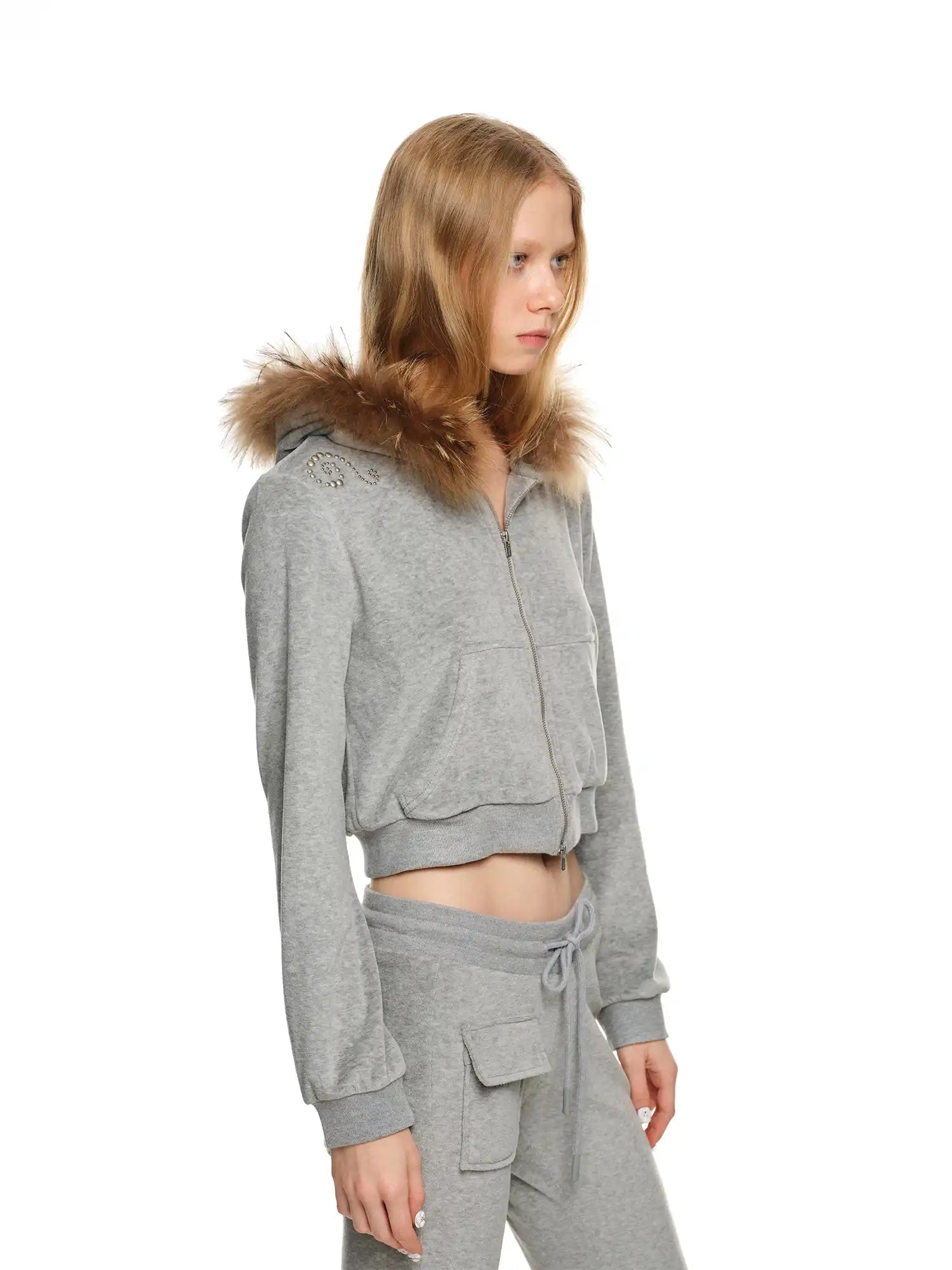 1Jinn Studio Velvet Faux Fur Fall Hoodie Set | Canton Collective