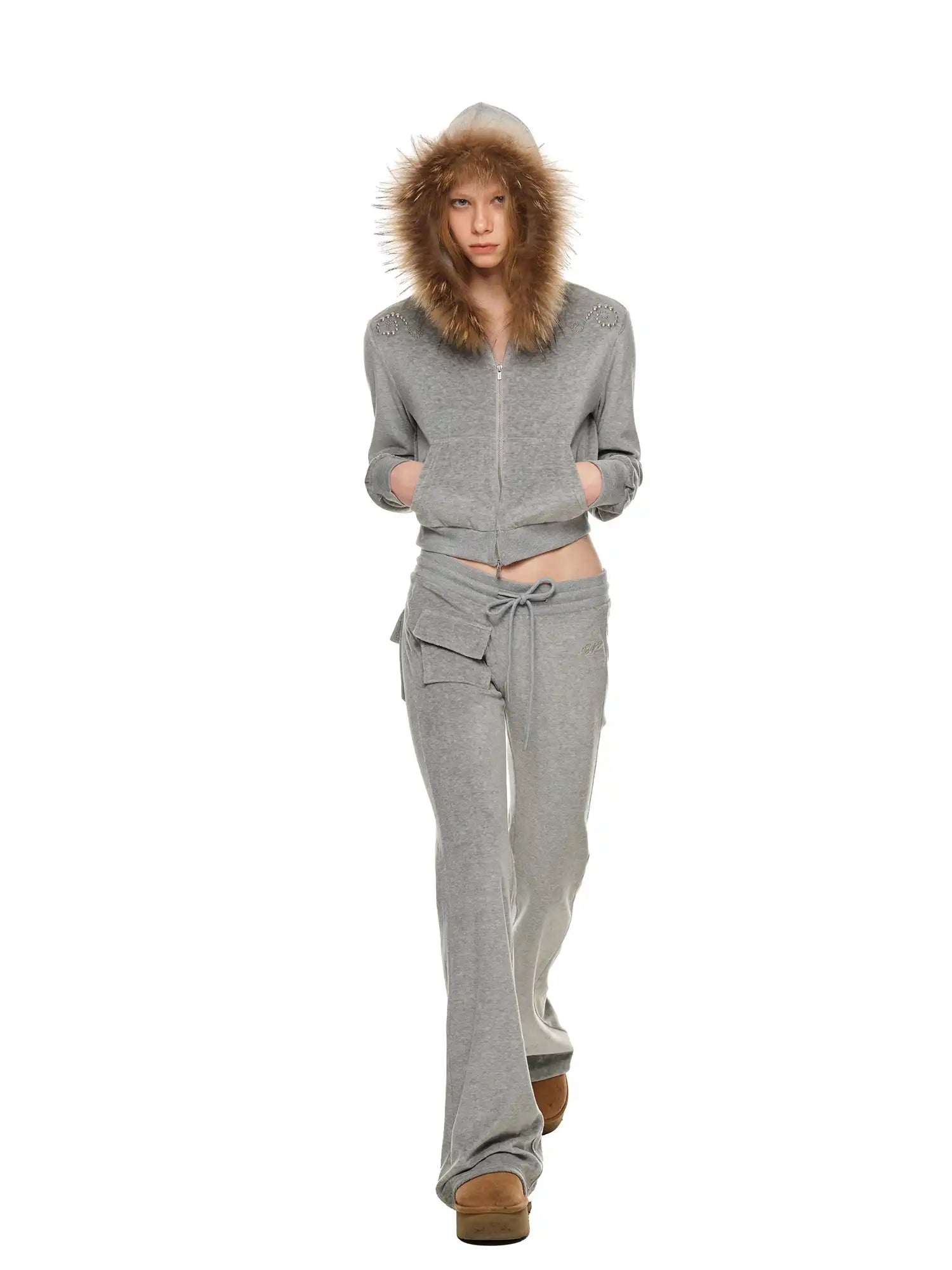 1Jinn Studio Velvet Faux Fur Fall Hoodie Set | Canton Collective