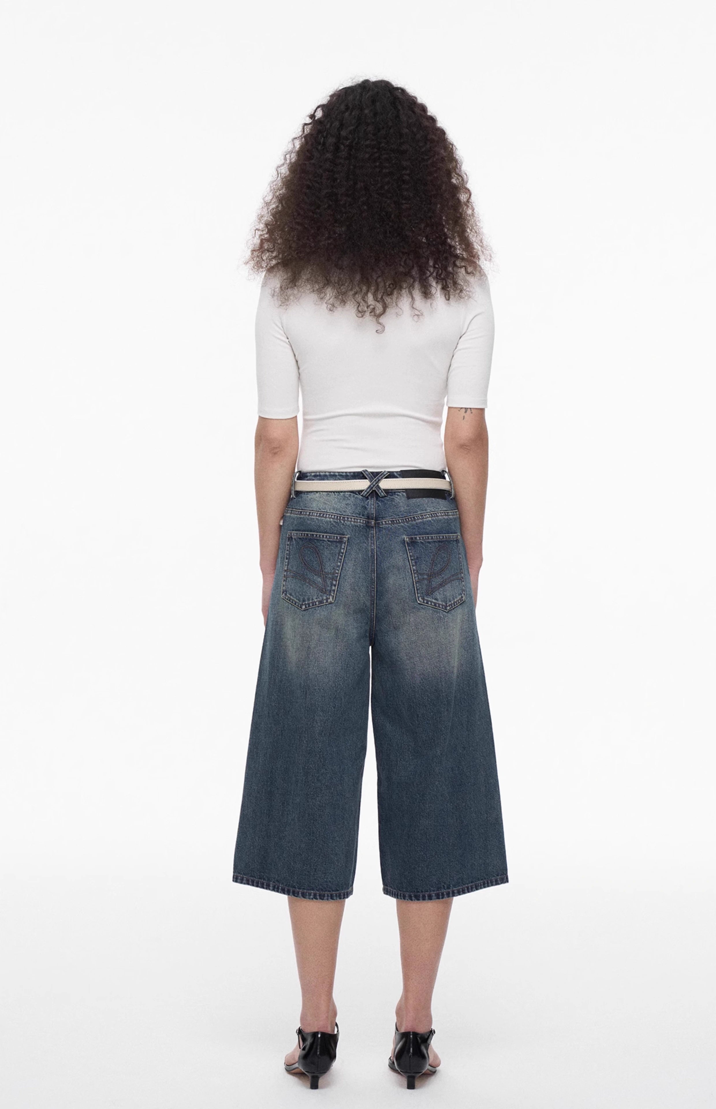 High-Waisted Denim Culottes