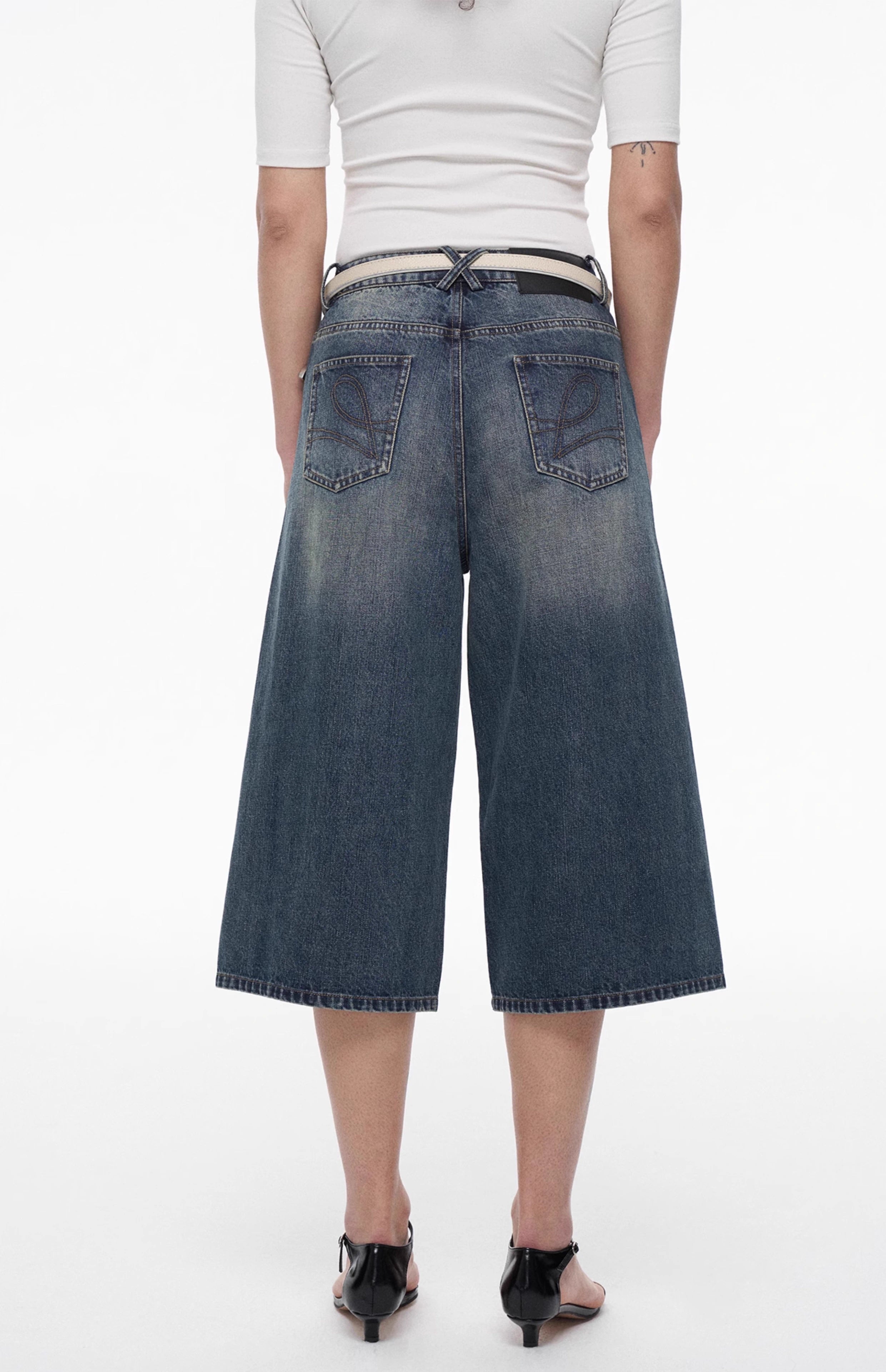 High-Waisted Denim Culottes