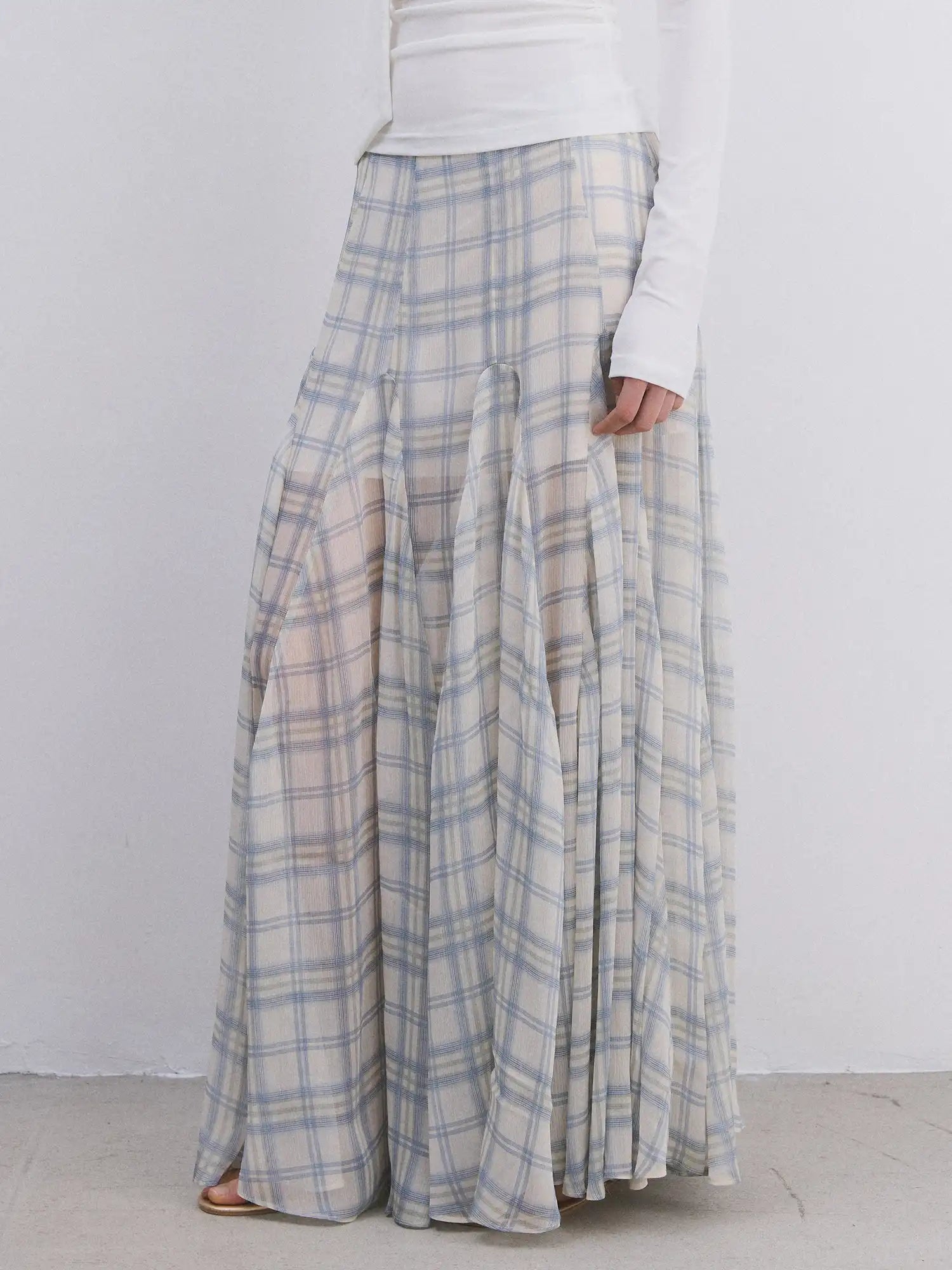 First Floor Balletcore Plaid Sheer Midi Skirt | Canton Collective