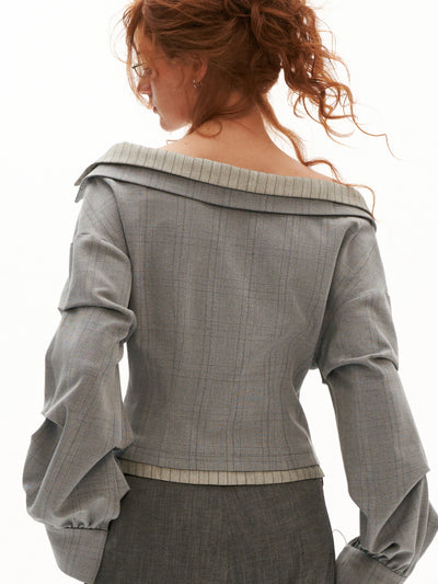 MAMC Textured Plaid Long Sleeve Wrap Top | Canton Collective